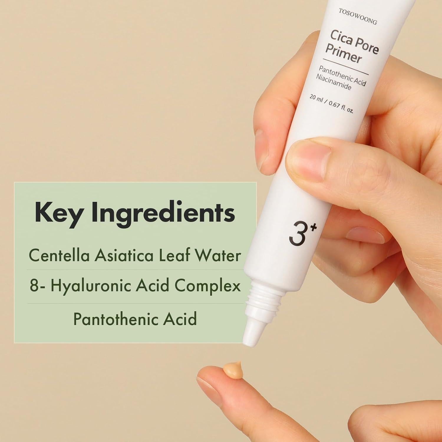 TOSOWOONG Cica Pore Primer 20ml - Primer Facial Control Sebo