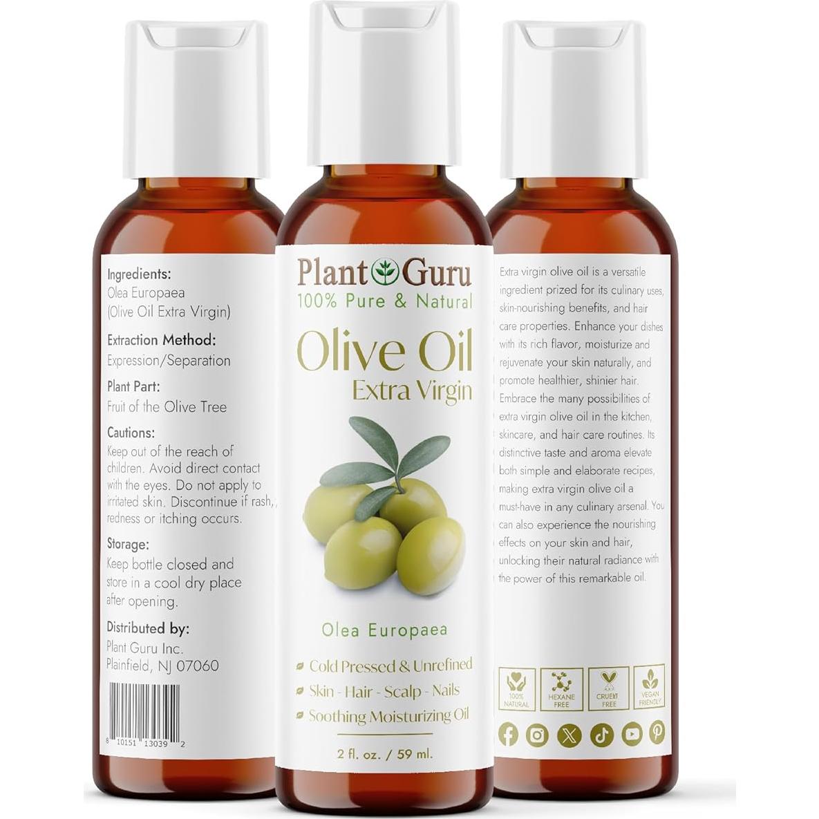 Aceite de Oliva Extra Virgen 59 ml Plant Guru - Puro y Natural