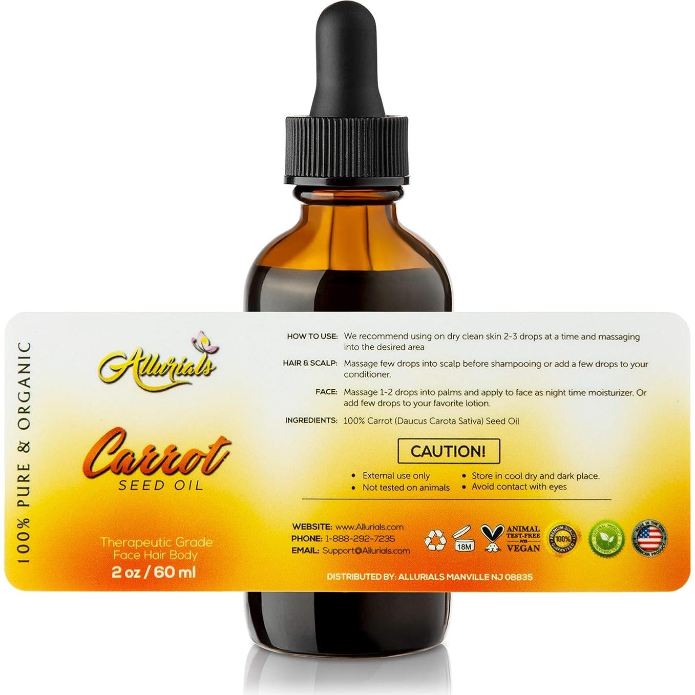 Aceite de Semilla de Zanahoria Allurials 60 ml - 100% Puro y Orgánico