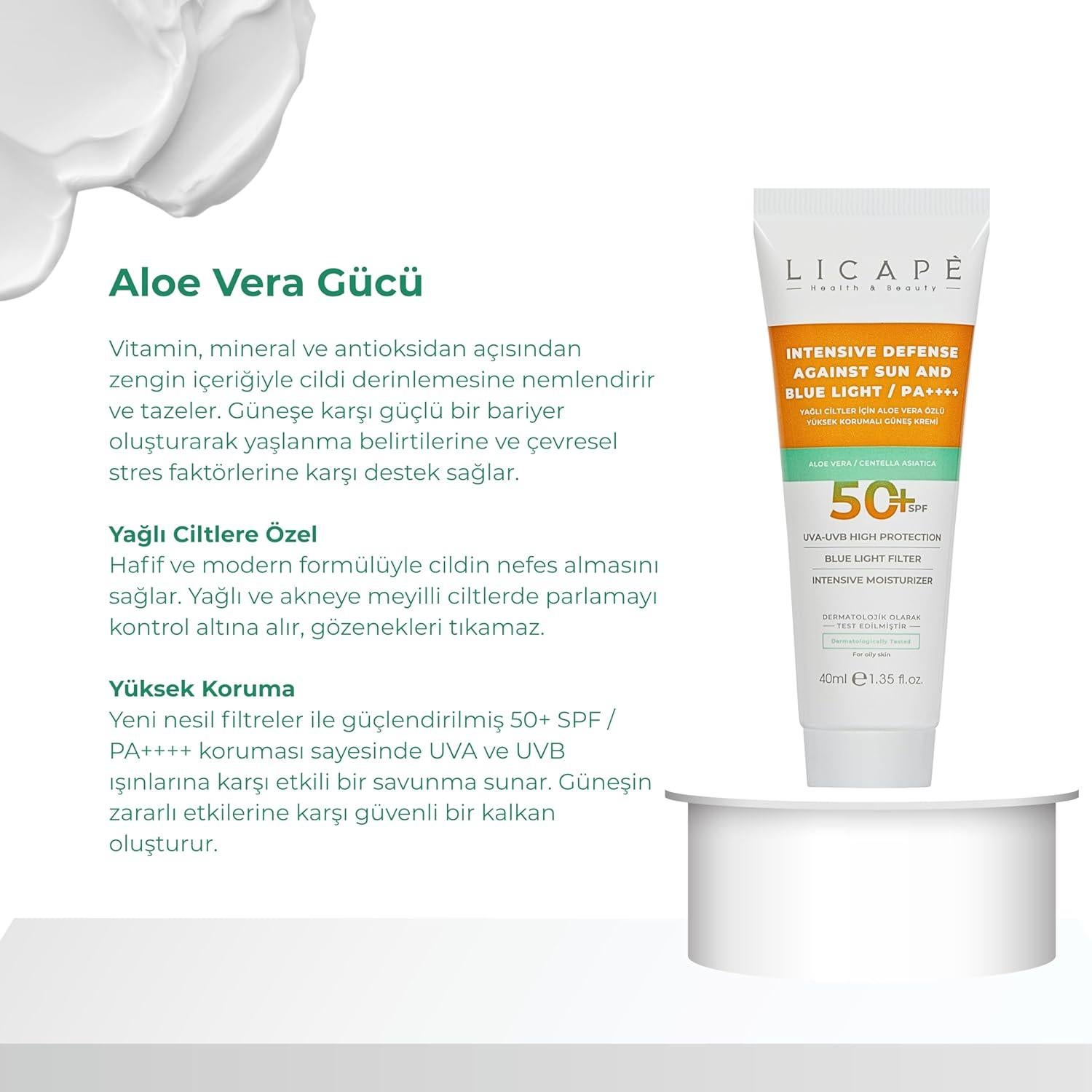 Protector Solar Facial Licape SPF 50+ Aloe Vera 40ml Piel Grasa