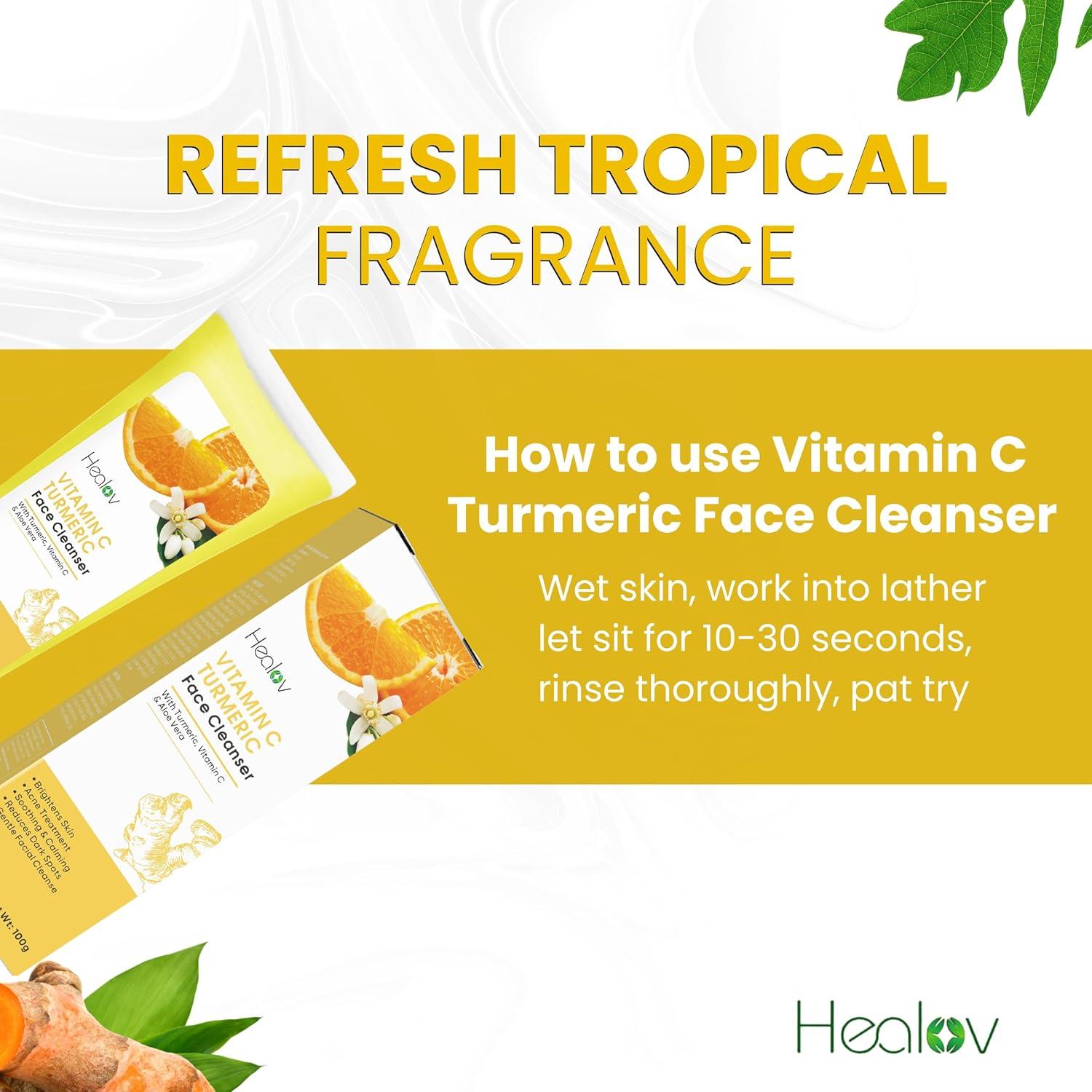 Jabón Facial Iluminador Healov de Cúrcuma 140g - Exfoliante Natural