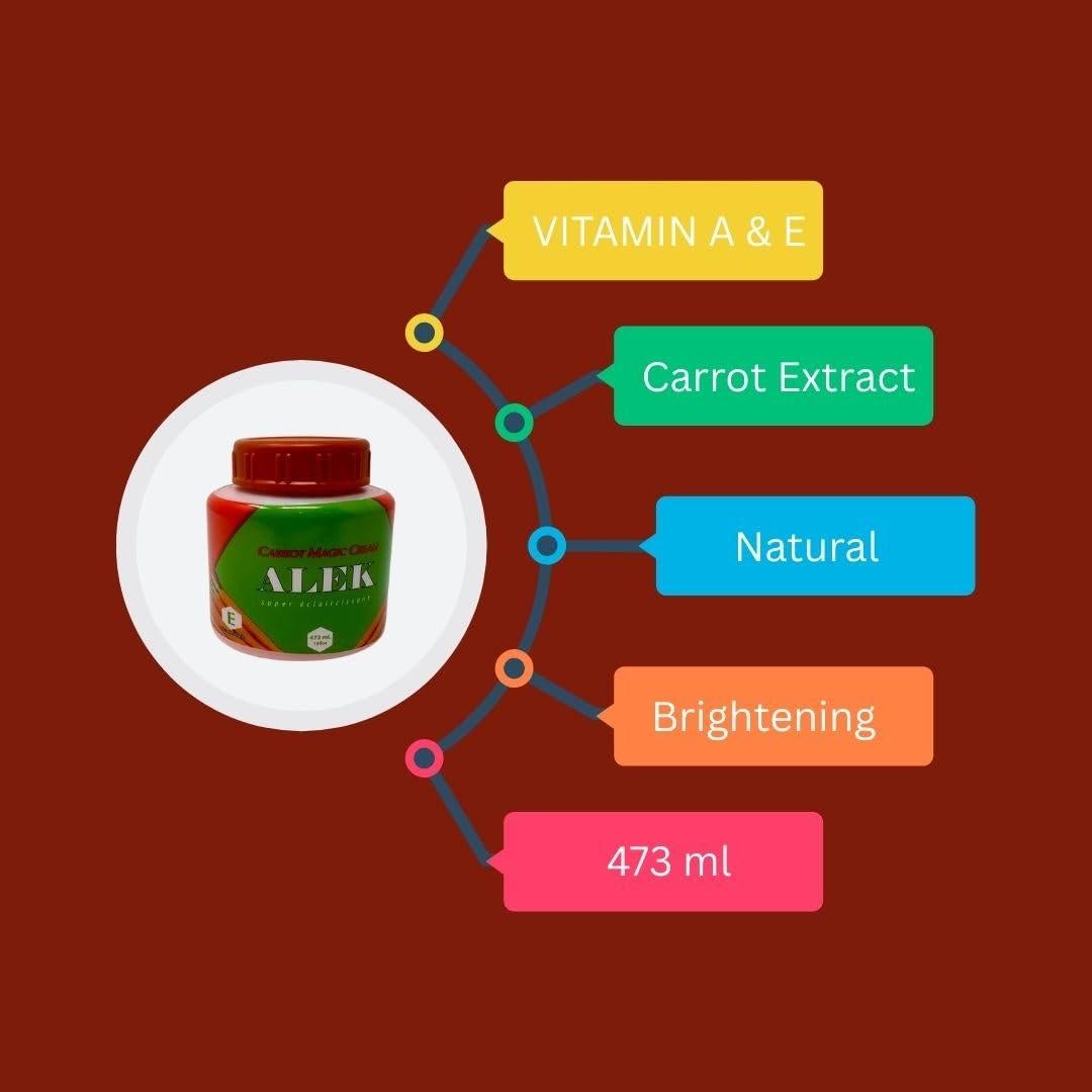 Crema Aclarante Hidratante Alek con Extracto de Zanahoria 473 mL