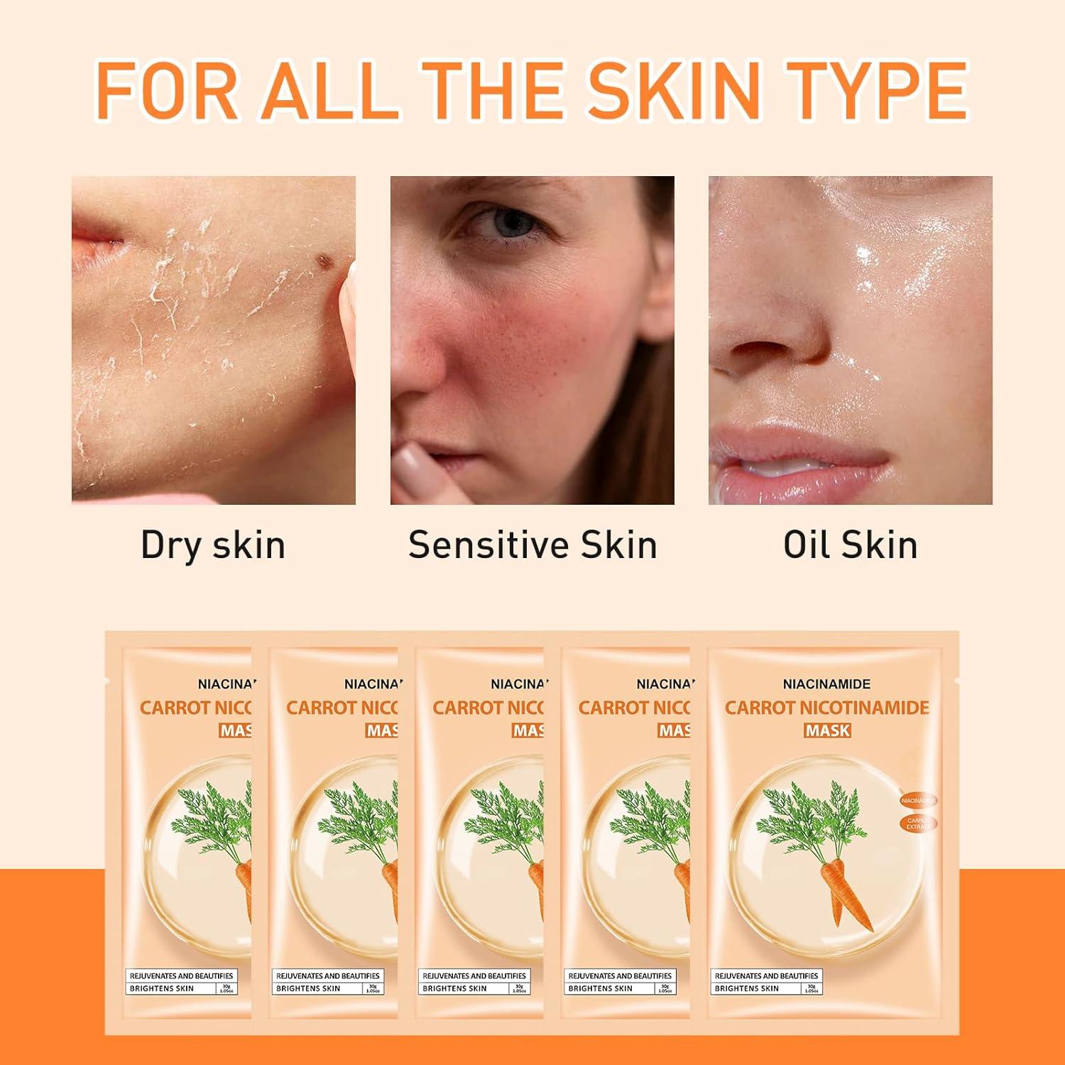 Mascarilla Facial Hidratante de Zanahoria GUOYAOLIFU 30ml 5Pack