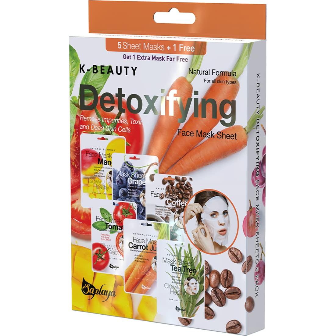 Mascarillas Faciales Saplaya K-Beauty Pack 6 Piezas Natural