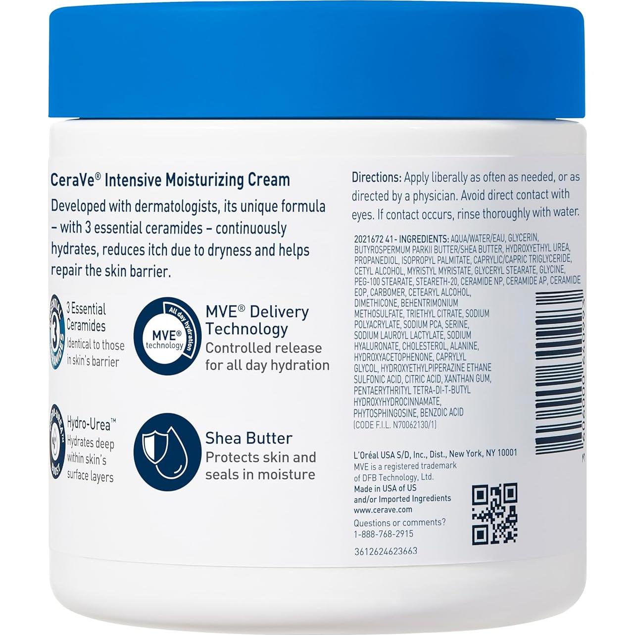 CeraVe Crema Hidratante Intensiva 539g - Piel Muy Seca