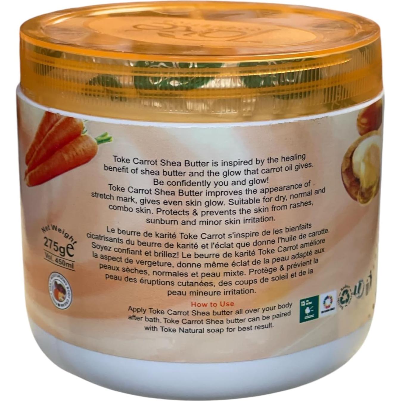 Manteca de Karité de Zanahoria Toke 100% Natural 200g