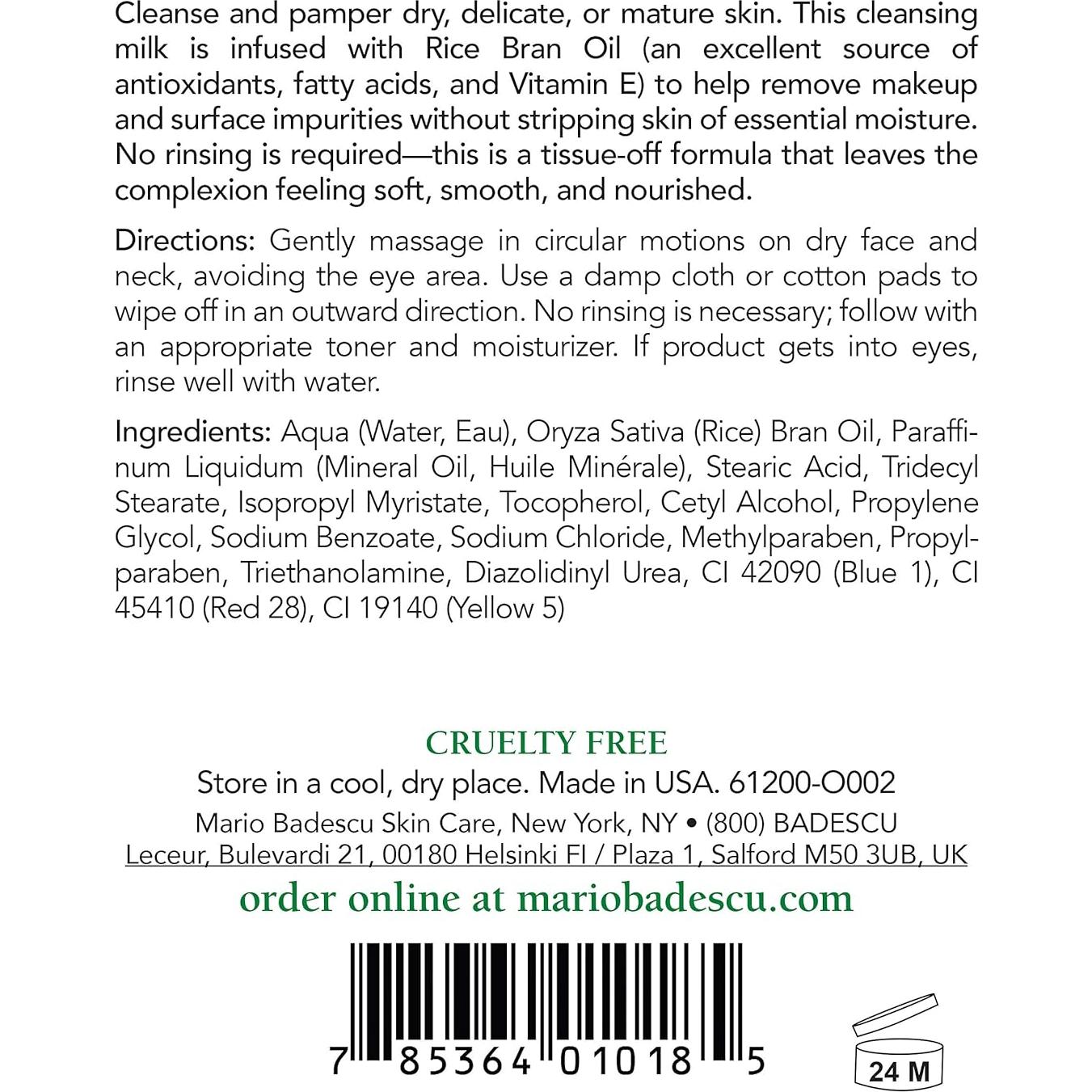 Leche Limpiadora Mario Badescu 473 ml - Desmaquillante Suave