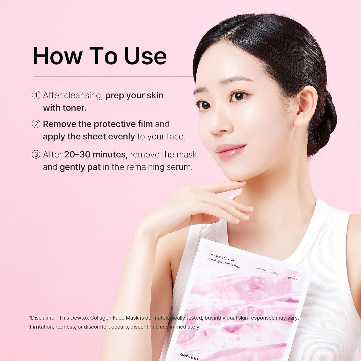 Mascarilla Facial de Colágeno Dewtox - Hidrogel 4 Unidades 35g