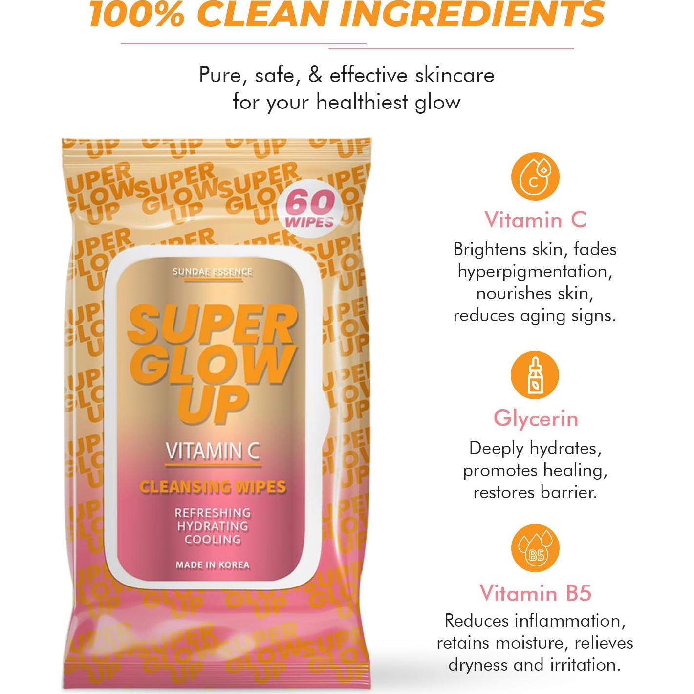 Toallitas Faciales Vitamina C Klar & Co - 95% Natural, Hidratantes