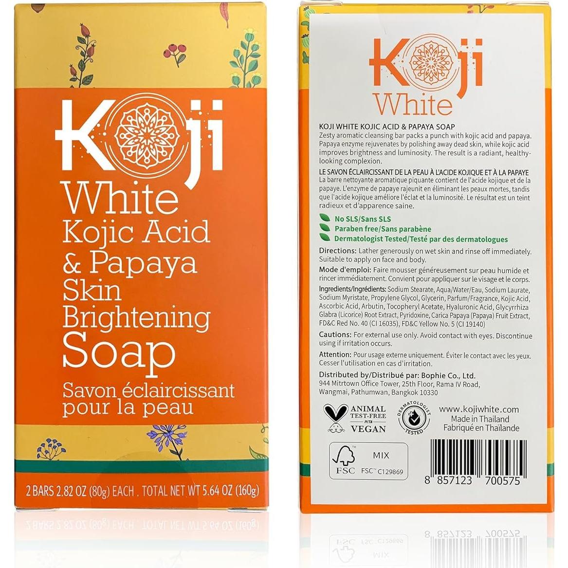 Jabón Blanqueador Facial Koji White con Ácido Kójico y Papaya 160 g