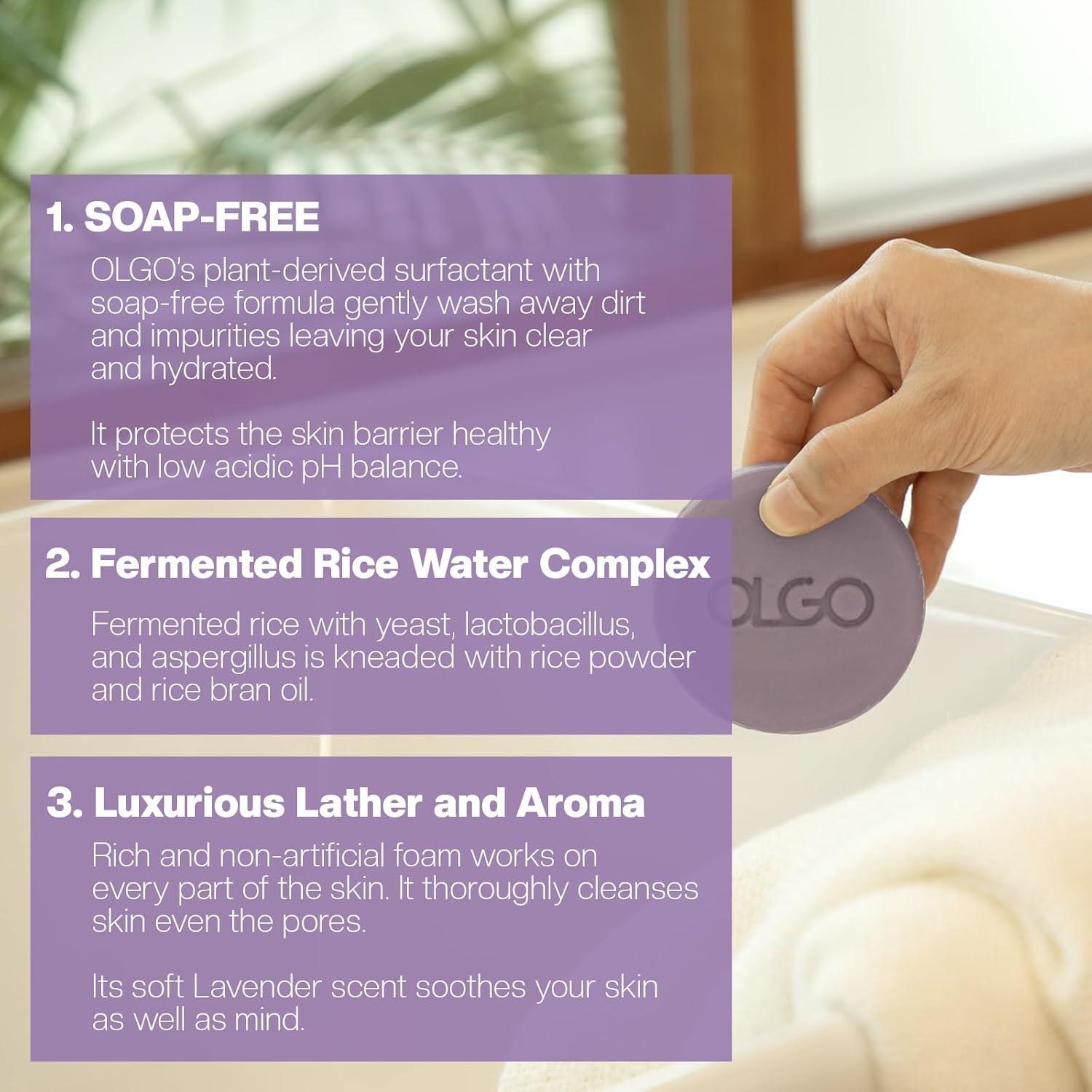 Barra de Limpieza de Arroz OLGO 99 g - Sin Jabón Vegana