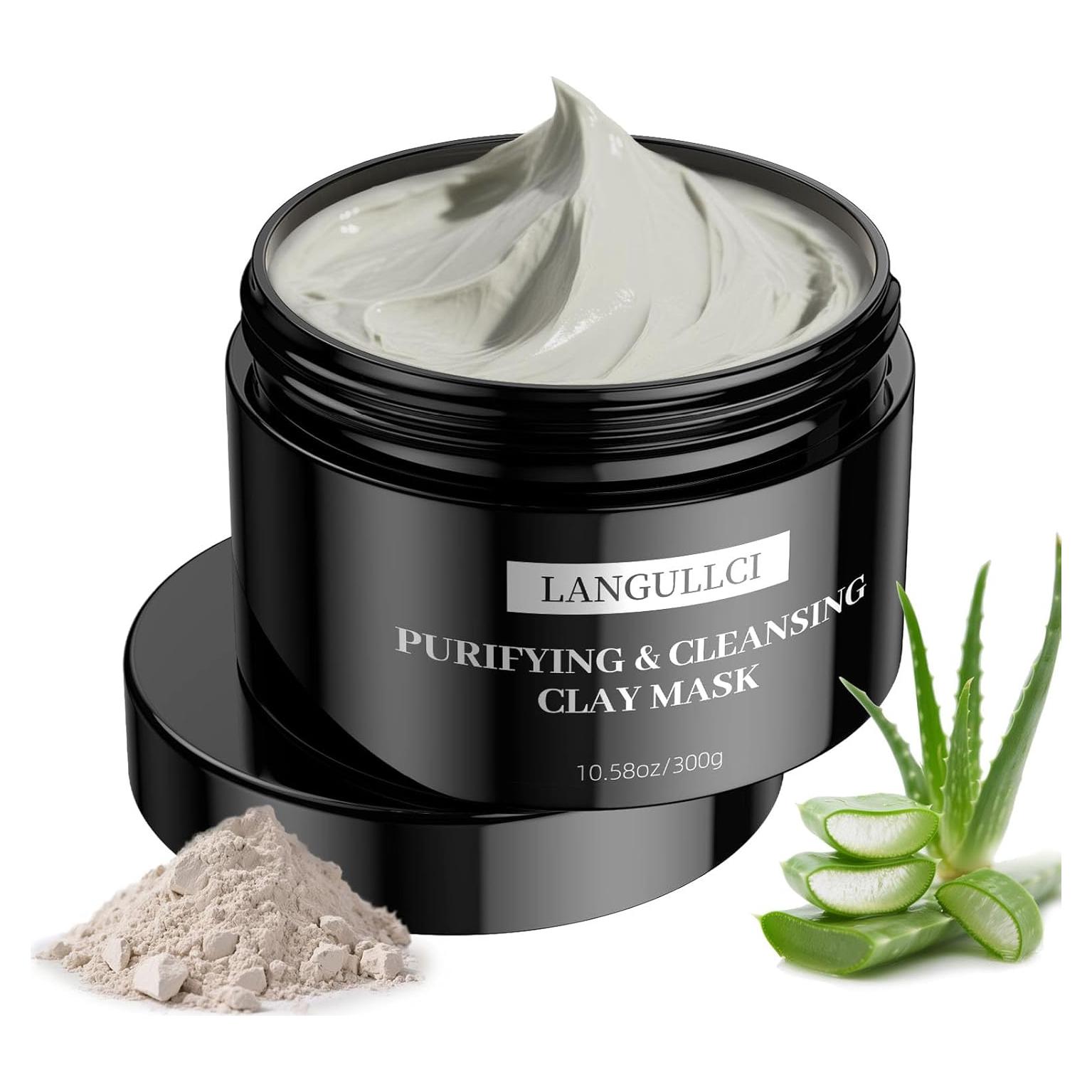 Mascarilla Facial de Arcilla Kaolin LANGULLCI 298g - Control de Aceite y Puntos Negros