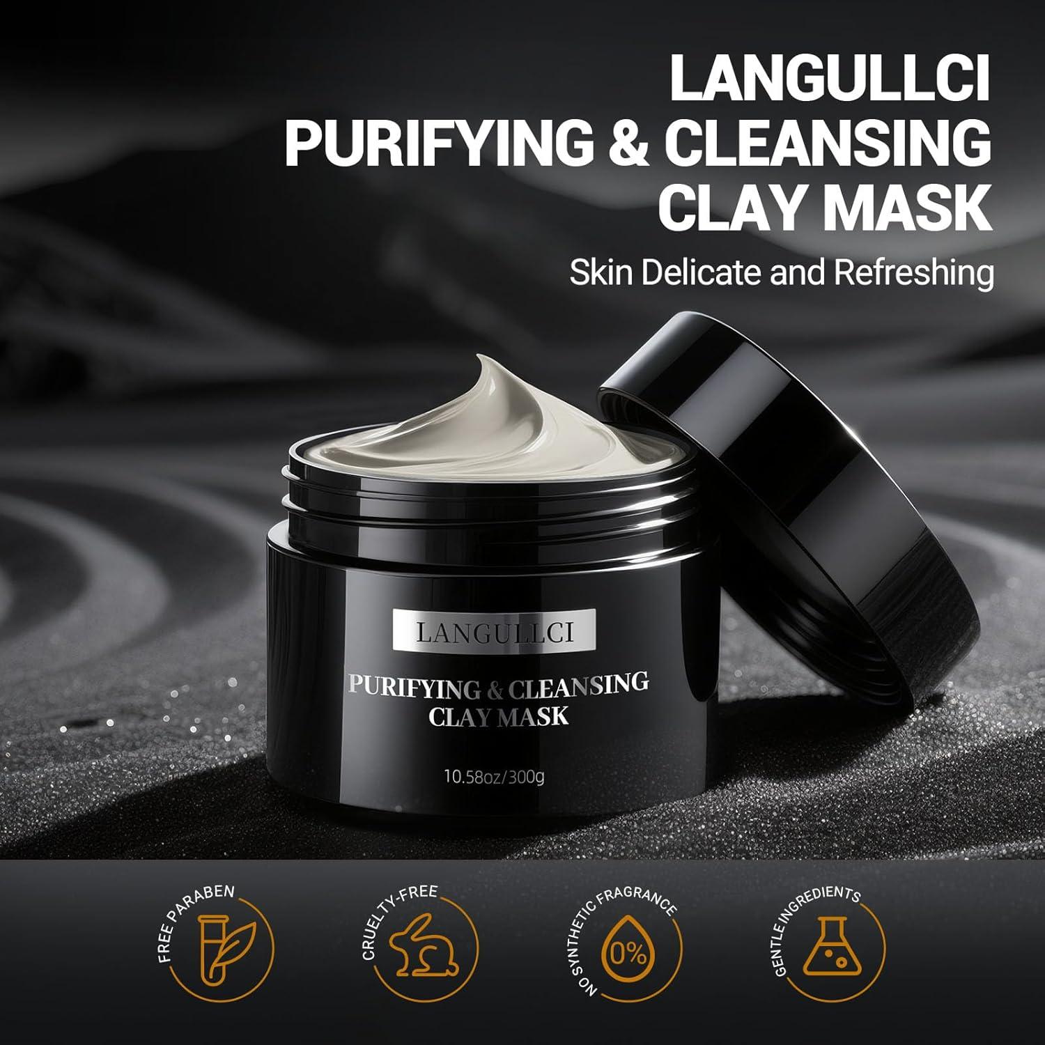 Mascarilla Facial de Arcilla Kaolin LANGULLCI 298g - Control de Aceite y Puntos Negros