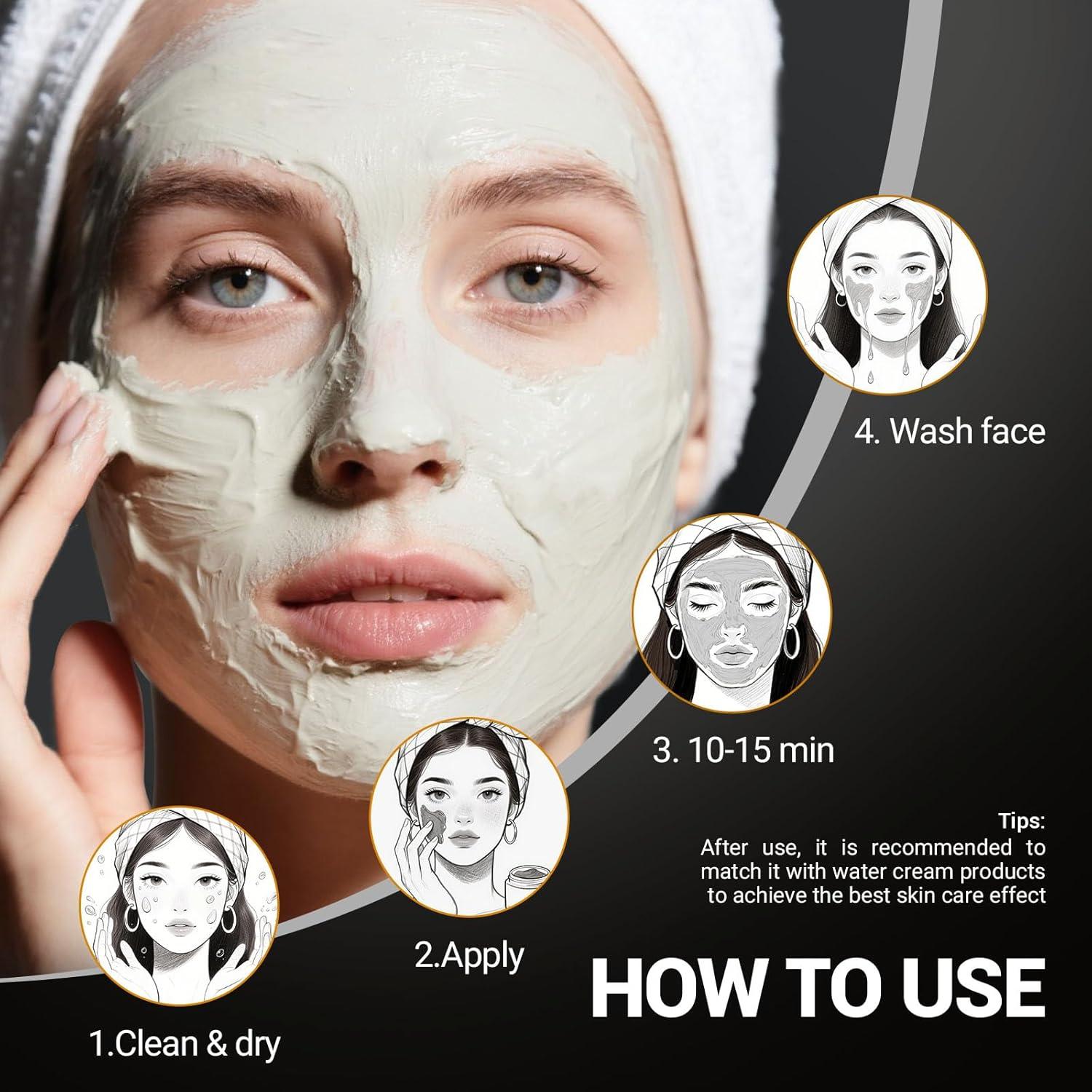 Mascarilla Facial de Arcilla Kaolin LANGULLCI 298g - Control de Aceite y Puntos Negros