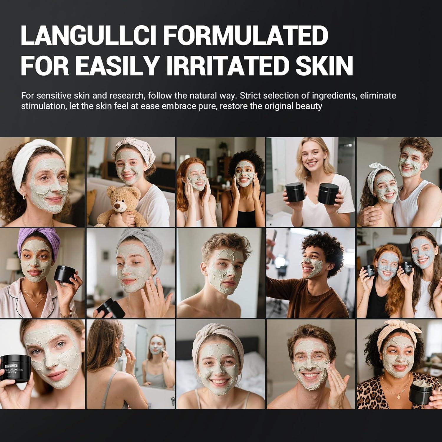 Mascarilla Facial de Arcilla Kaolin LANGULLCI 298g - Control de Aceite y Puntos Negros