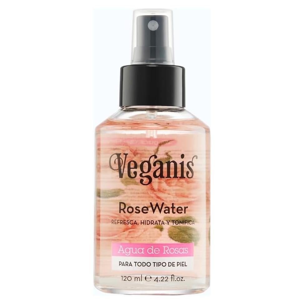 Tónico Hidratante de Agua de Rosa VEGANIS 124 ml - Vegano, Libre de Alcohol