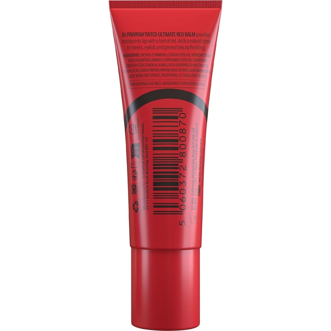 Bálsamo Labial Hidratante Dr. PawPaw Rojo 9.4 g - Multiusos