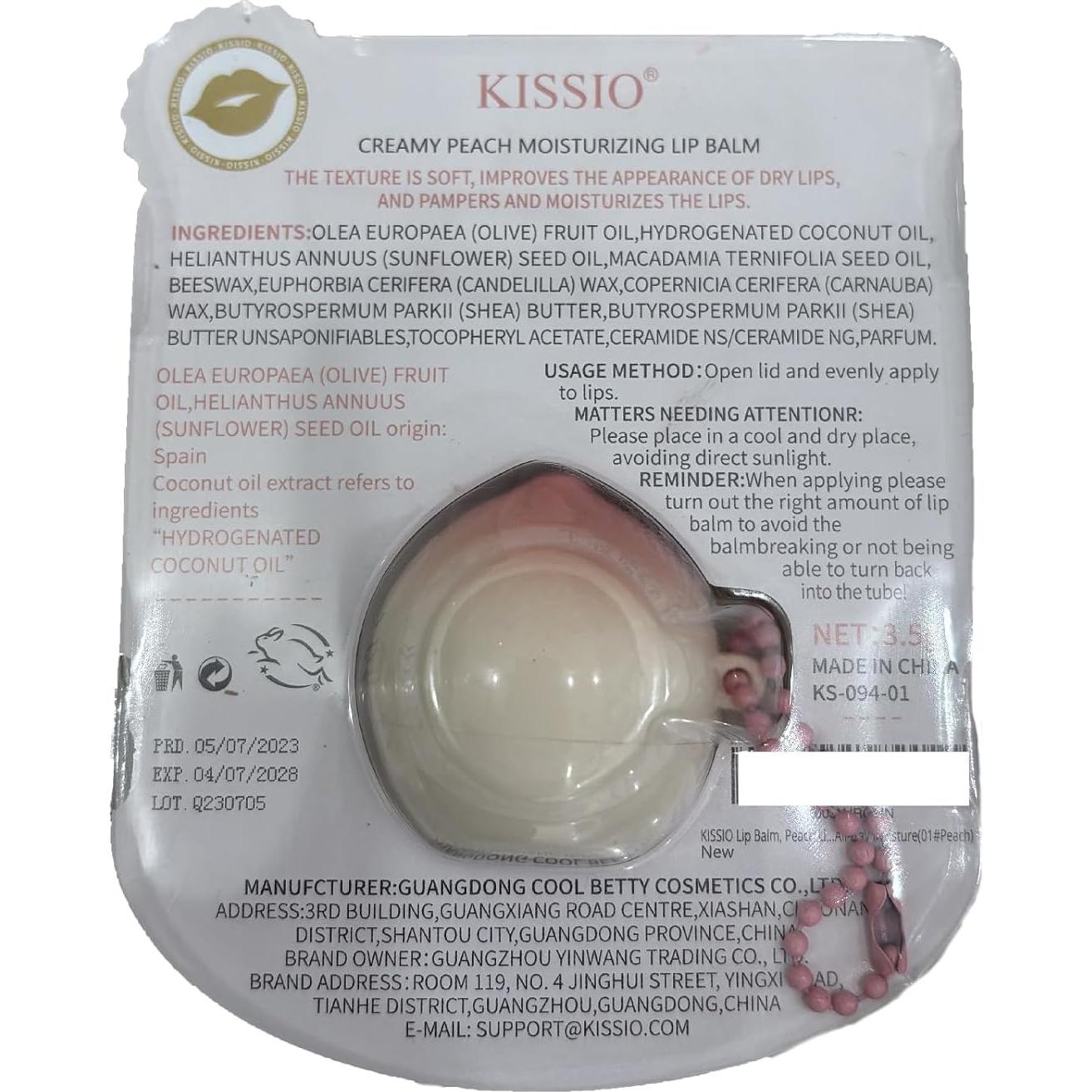 Bálsamo Labial KISSIO Durazno 3.4g - Hidratante Natural