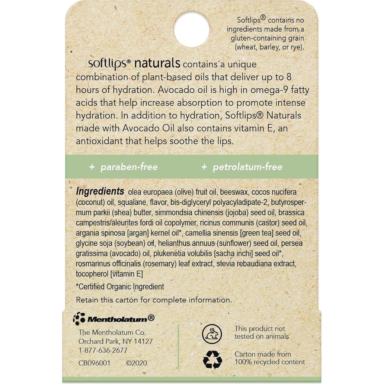 Bálsamo Labial Natural Softlips con Aceite de Aguacate 32g