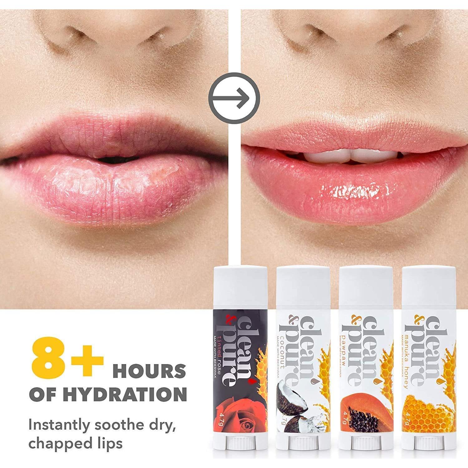 Bálsamo Labial Limpio y Puro 8-Pack con Cera de Abeja