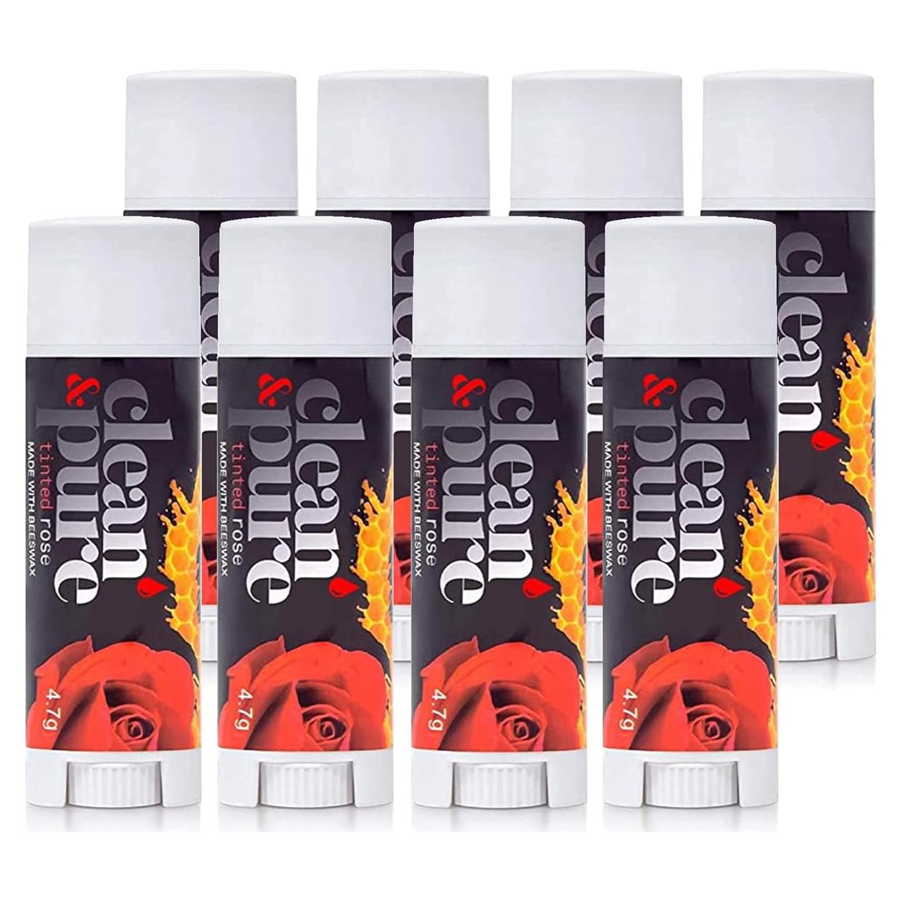 Bálsamo Labial Limpio y Puro 8-Pack Cera de Abeja 100% Natural