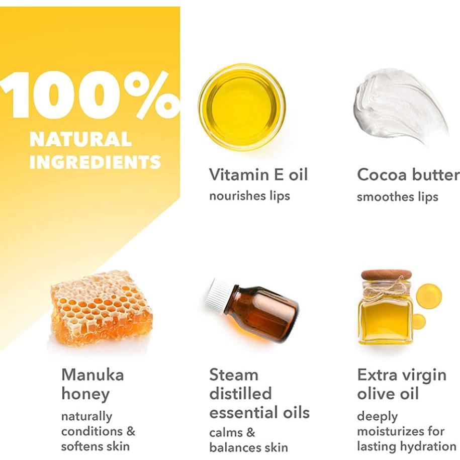 Bálsamo Labial Limpio y Puro 8-Pack Cera de Abeja 100% Natural