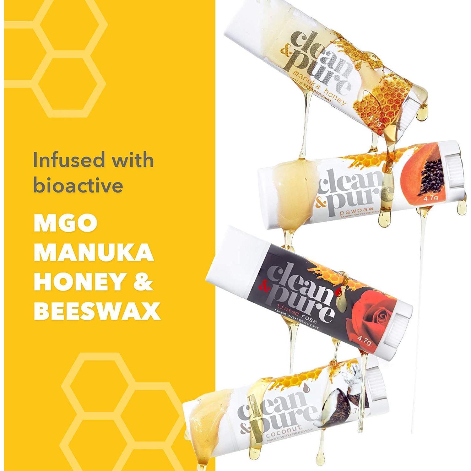 Bálsamo Labial Limpio y Puro 8-Pack Cera de Abeja 100% Natural