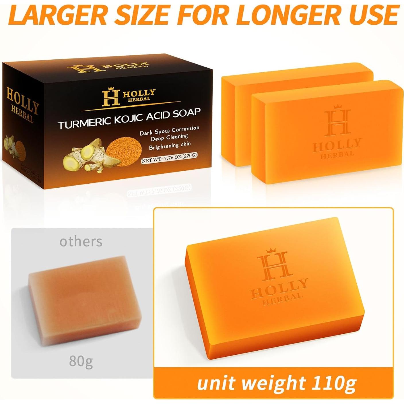 Jabón de Cúrcuma HOLLY HERBAL 2 Pack 218g Eliminador de Manchas