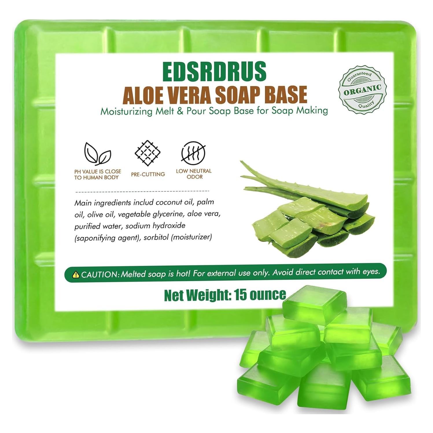 Base de Jabón de Glicerina EDSRDRUS 425g Aloe Vera - Vegana y Natural