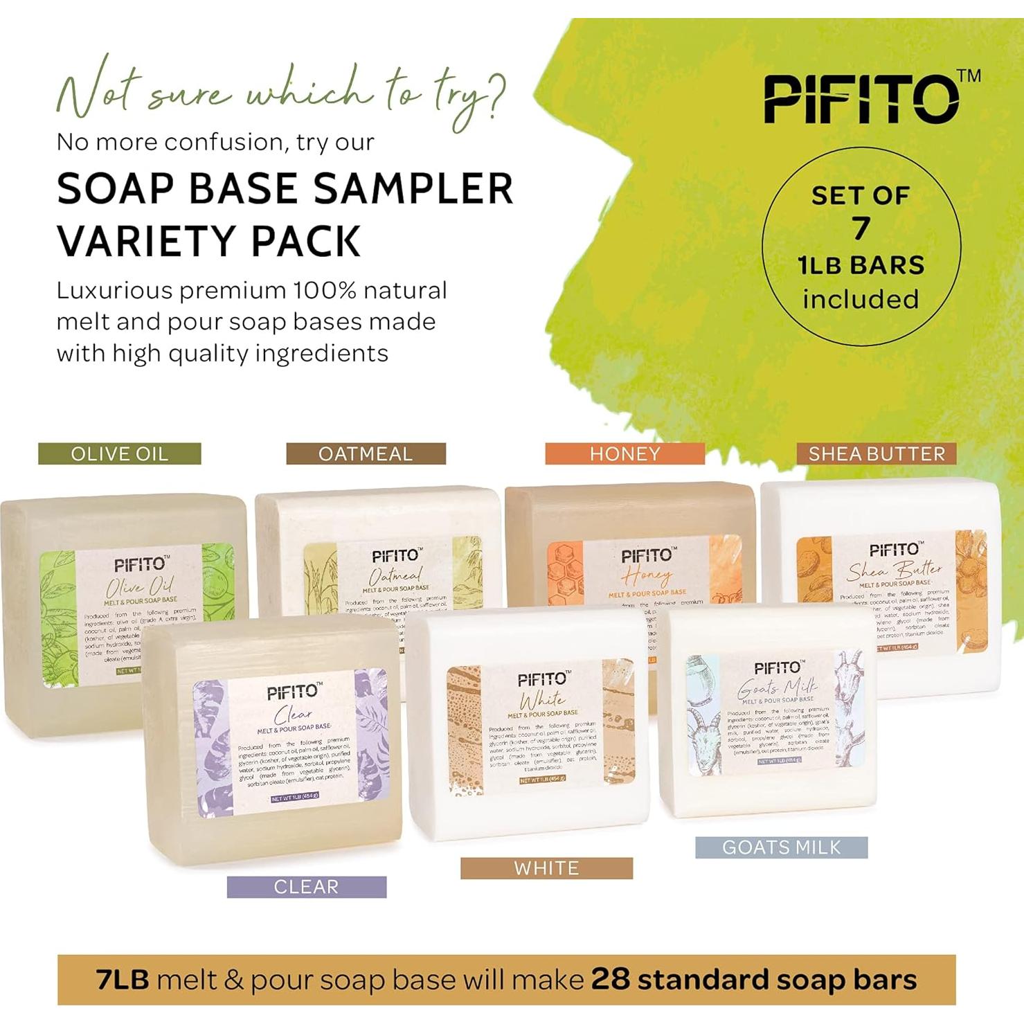 Muestra de Base de Jabón Pifito Melt and Pour 3.18 kg - 7 Variedades