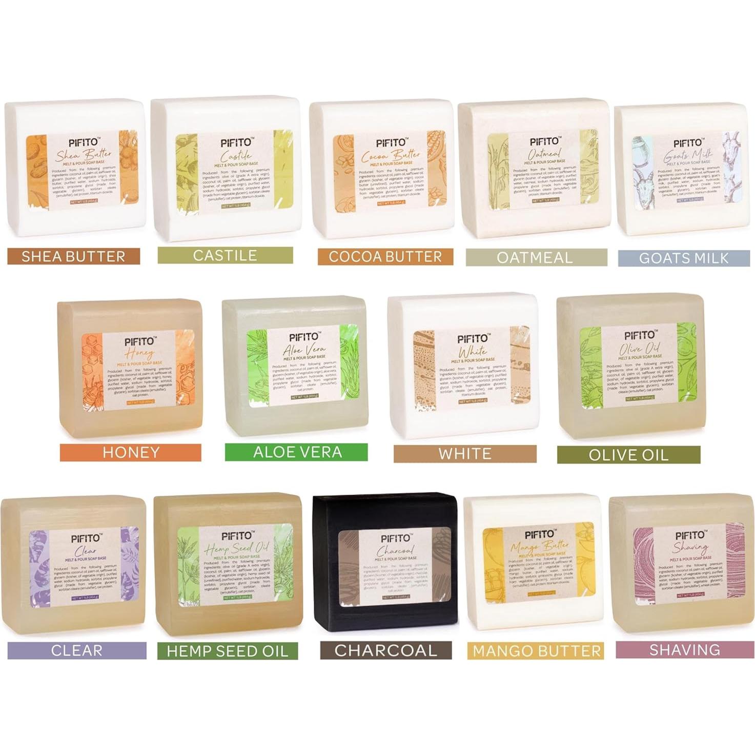 Muestra de Base de Jabón Pifito Melt and Pour 3.18 kg - 7 Variedades