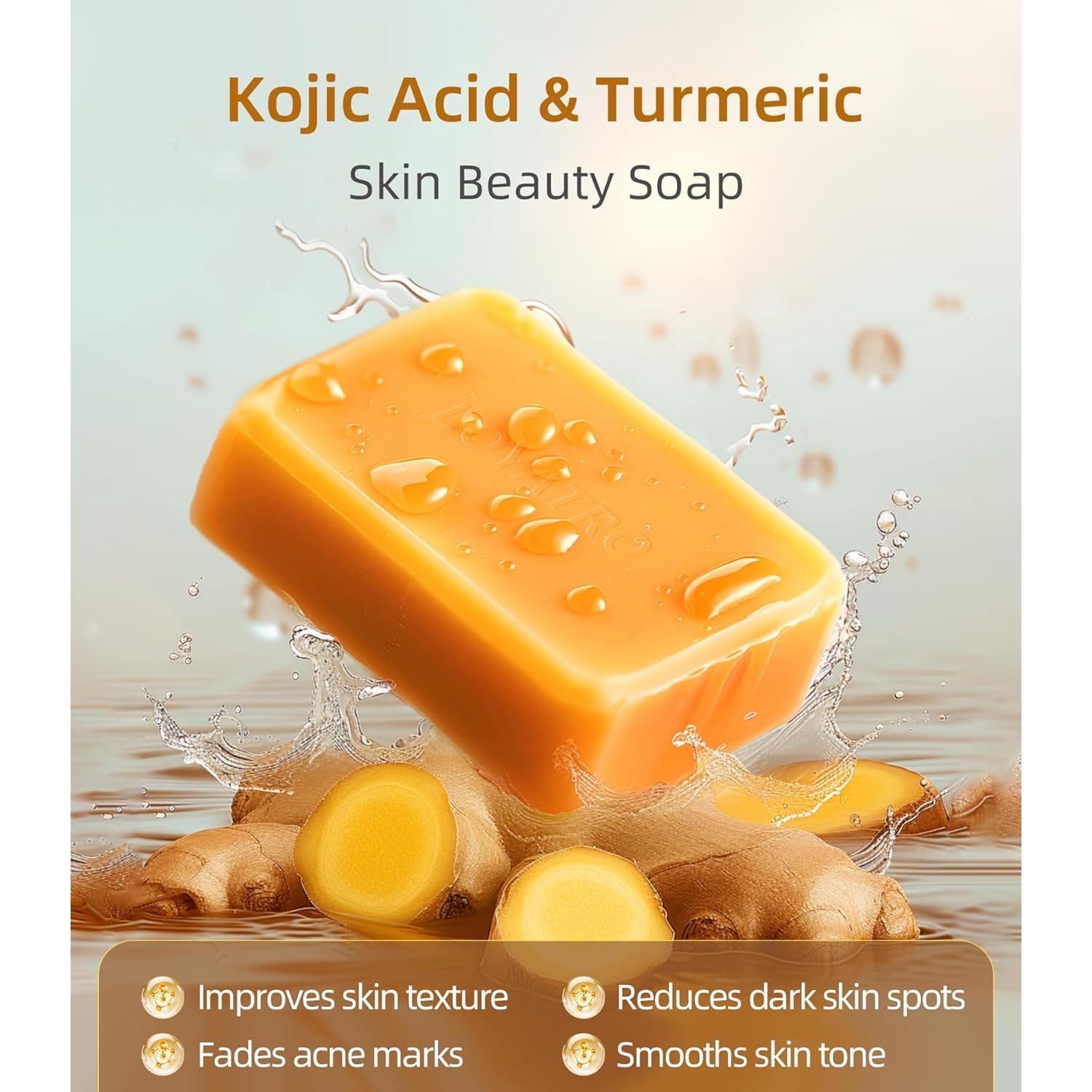 Jabón Ácido Kójico y Cúrcuma 2Pack con Plato - Piel Sensible