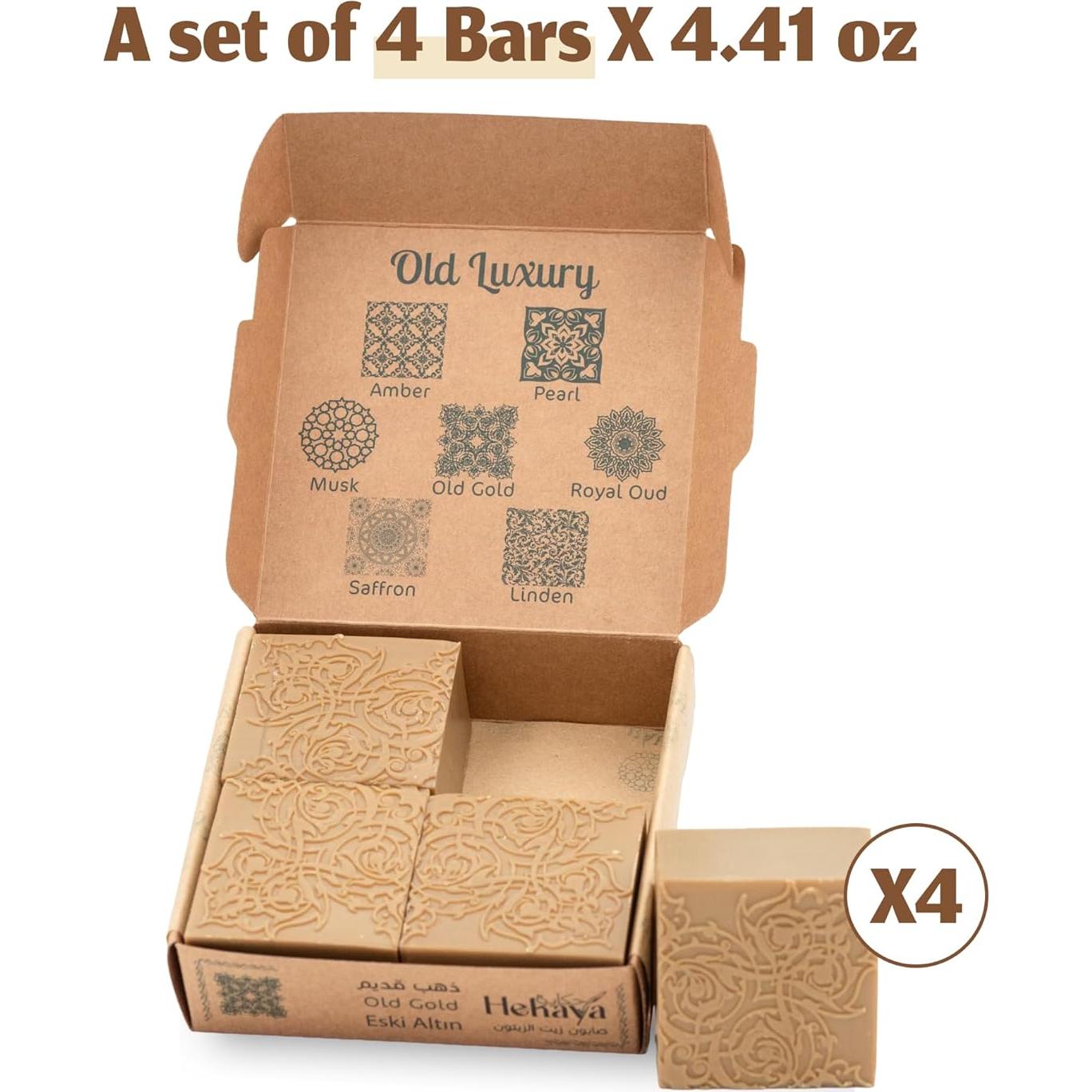 Jabón Natural de Aceite de Oliva Hekaya - 4 Piezas 500g