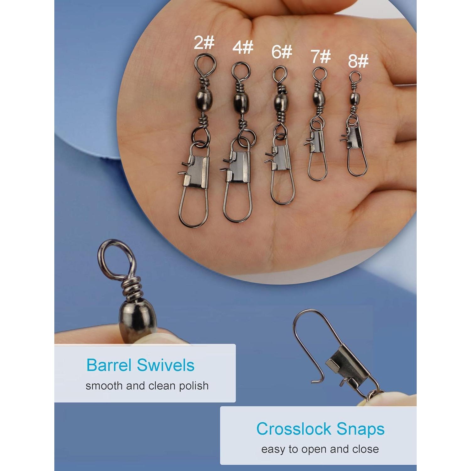 Ganchos de Pesca Beoccudo 210pcs Mosquetón Acero Inoxidable