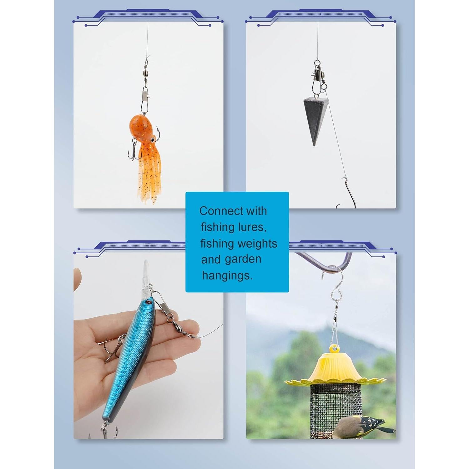 Ganchos de Pesca Beoccudo 210pcs Mosquetón Acero Inoxidable