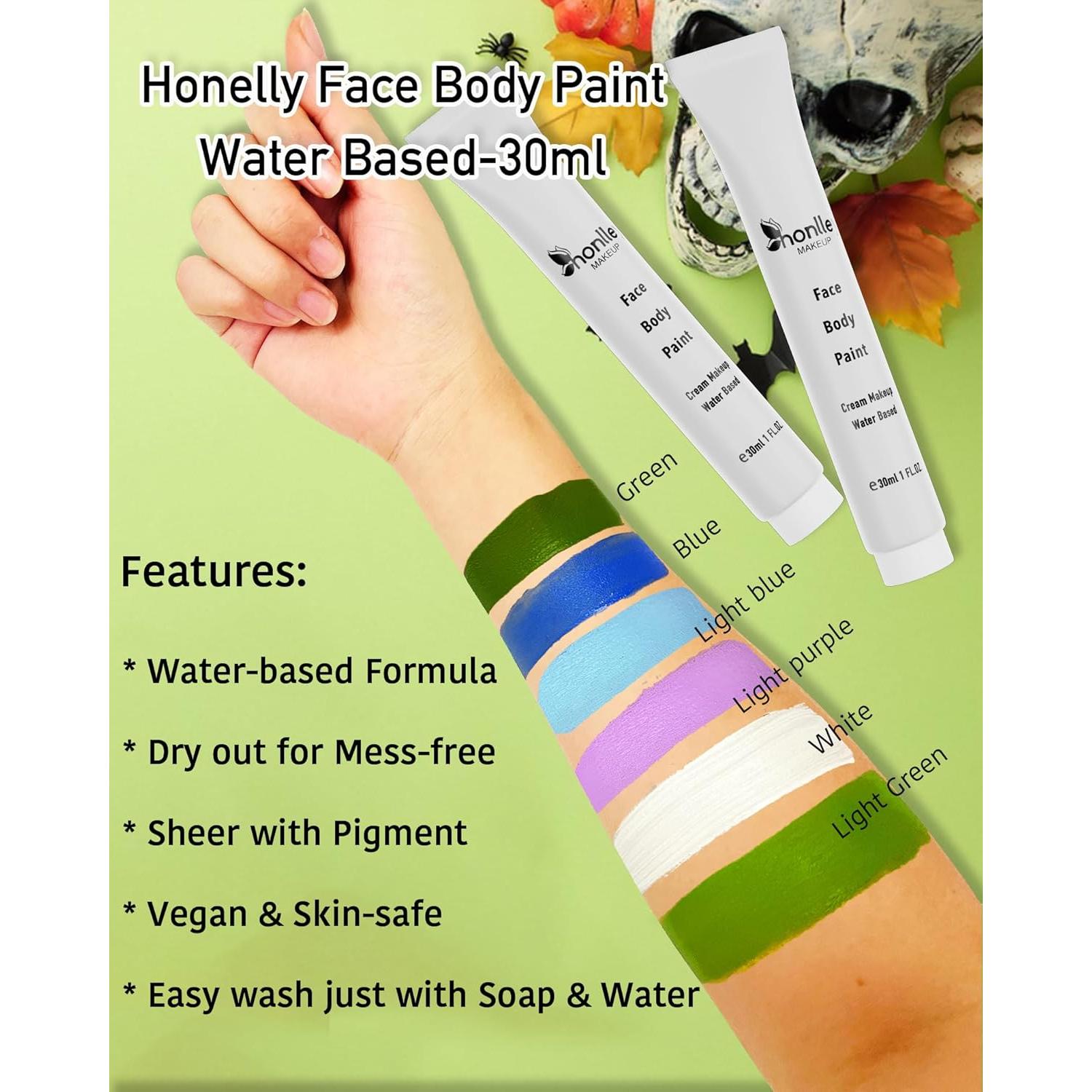 Pintura Facial Azul Claro Honlley 12.19cm Hipoalergénica