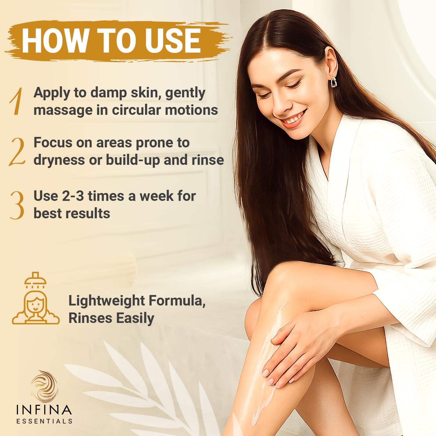 Exfoliante Corporal Hidratante INFINA ESSENTIALS 283.5 g - Kiwi y Salvado de Arroz