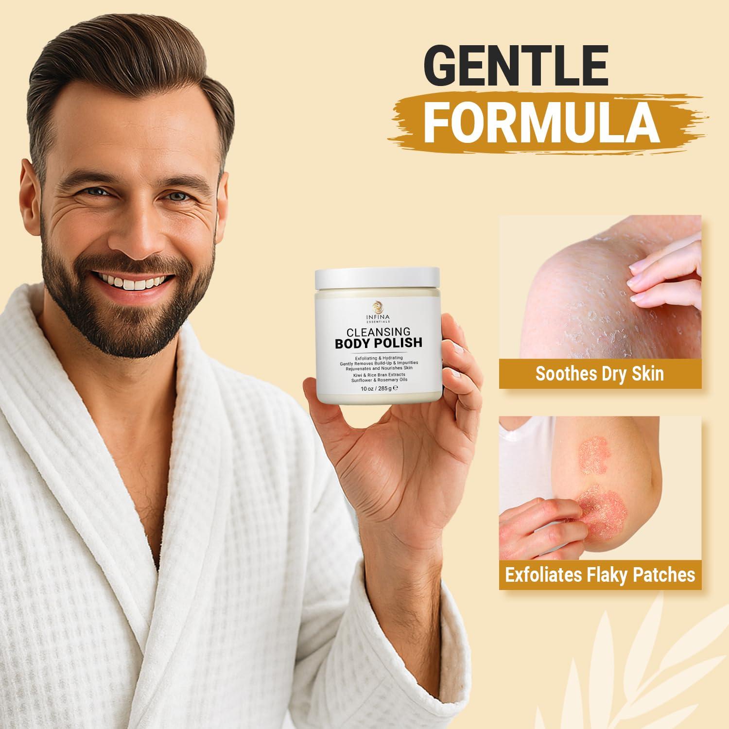 Exfoliante Corporal Hidratante INFINA ESSENTIALS 283.5 g - Kiwi y Salvado de Arroz