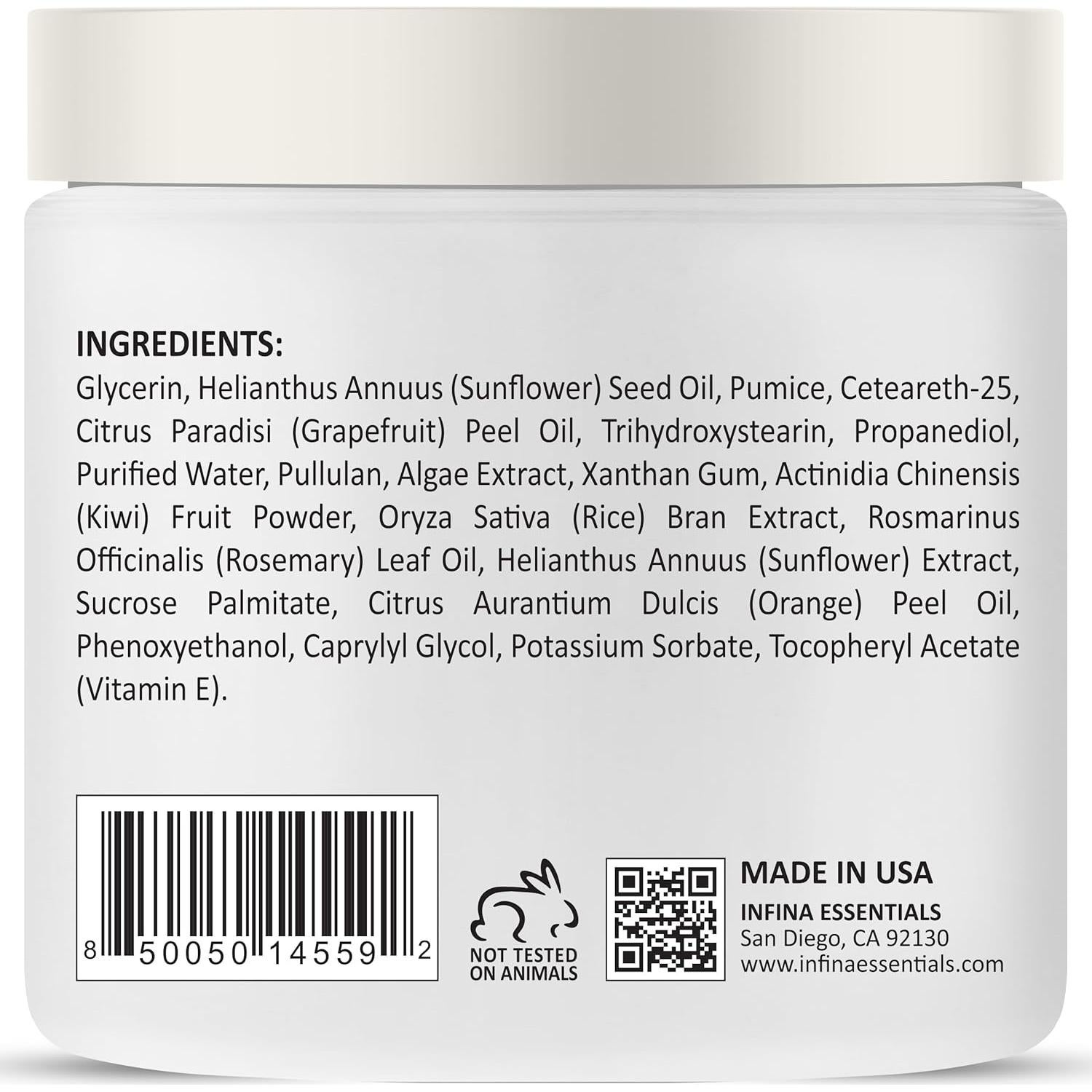 Exfoliante Corporal Hidratante INFINA ESSENTIALS 283.5 g - Kiwi y Salvado de Arroz