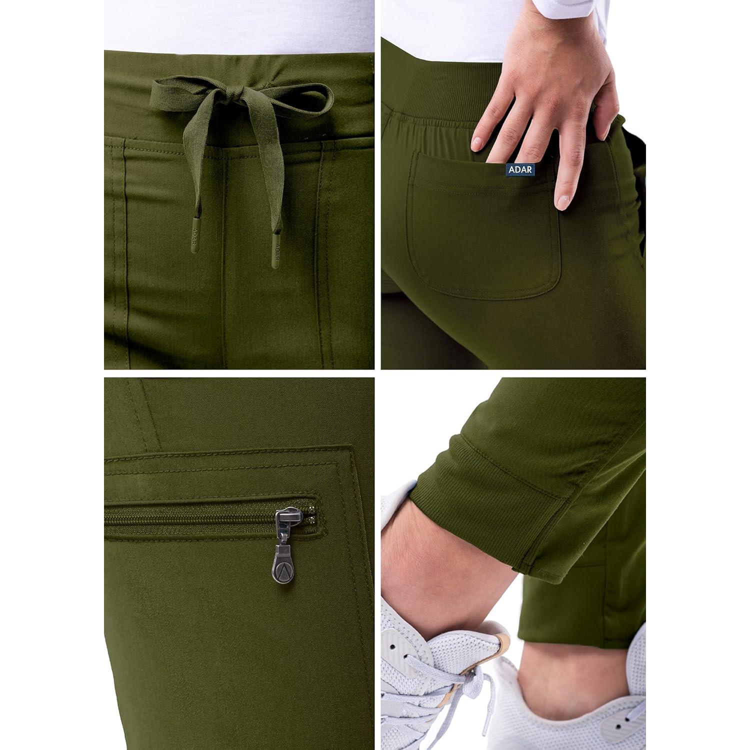Pantalones Scrubs Yoga Jogger Adar Pro Mujeres Oliva Mediano
