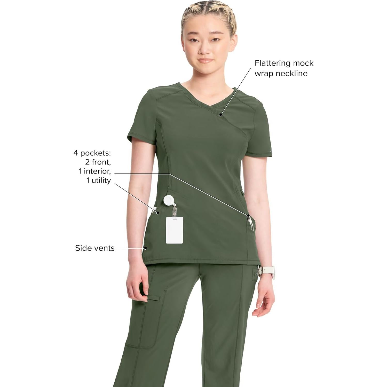 Top de Scrubs para Mujeres Cherokee Infinity 2625A Oliva XL