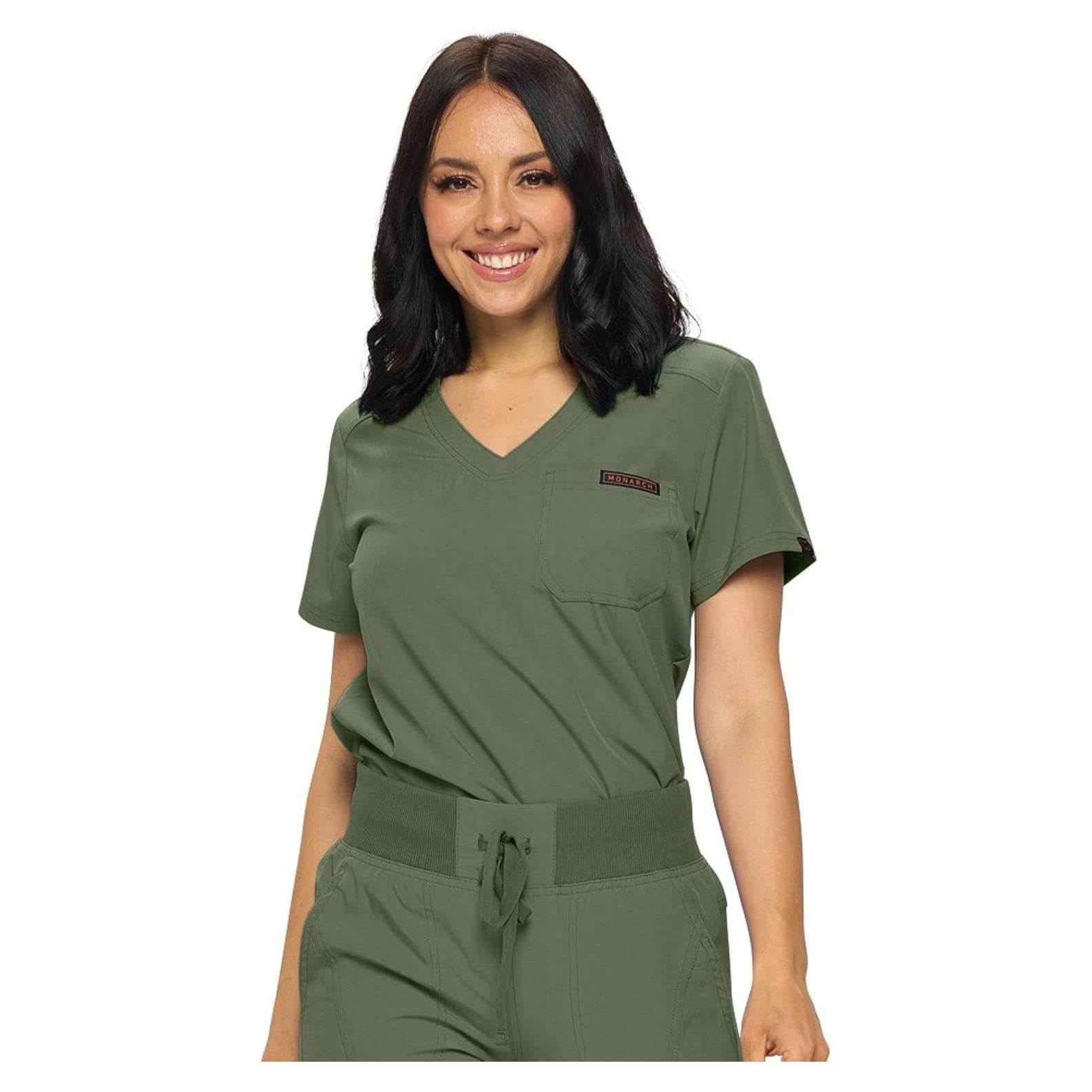 Blusa de Scrubs para Mujeres Monarch Uniforms Verde Oliva