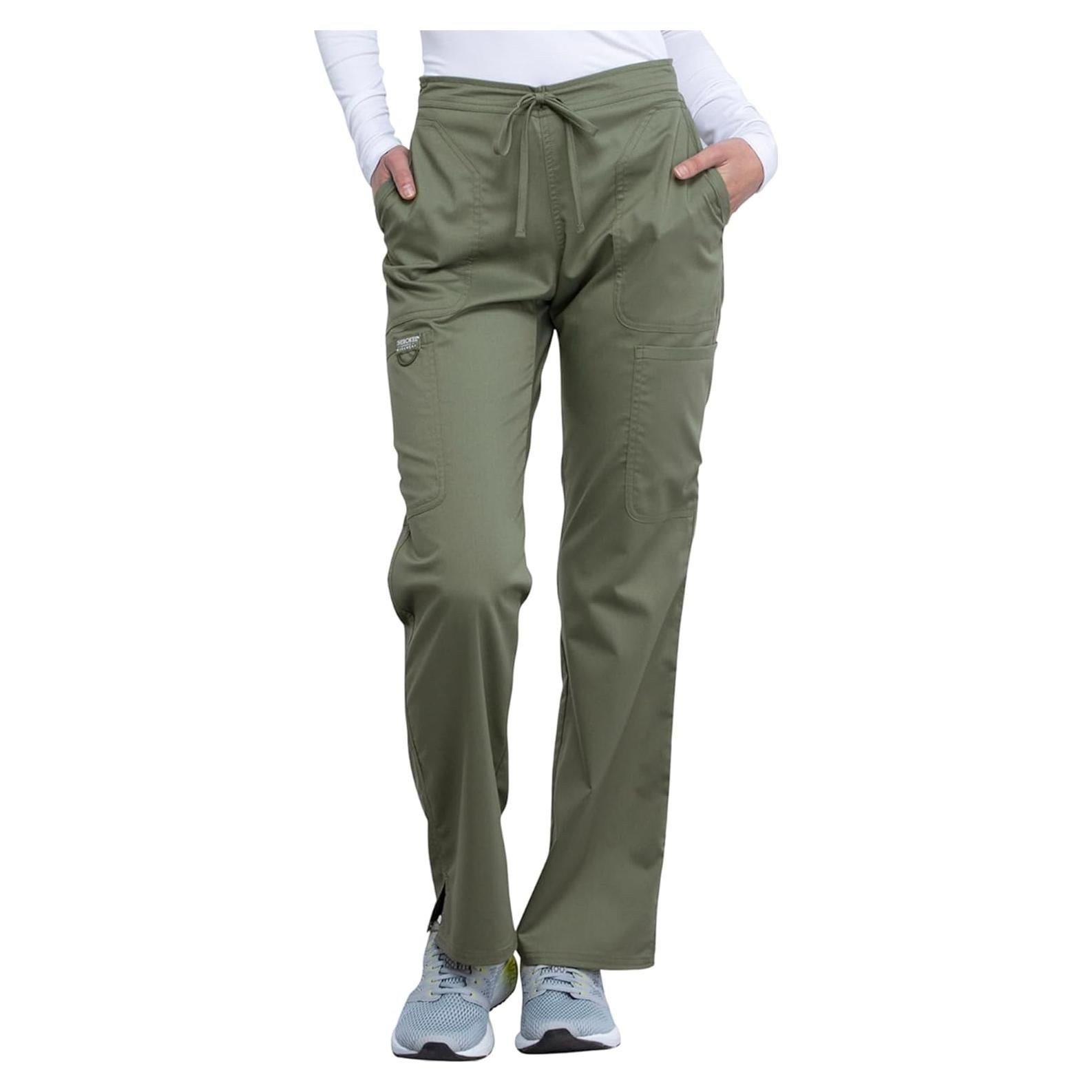 Pantalones Scrub Cherokee WW120 para Mujeres - Cintura Media, 5 Bolsillos, Tela Suave