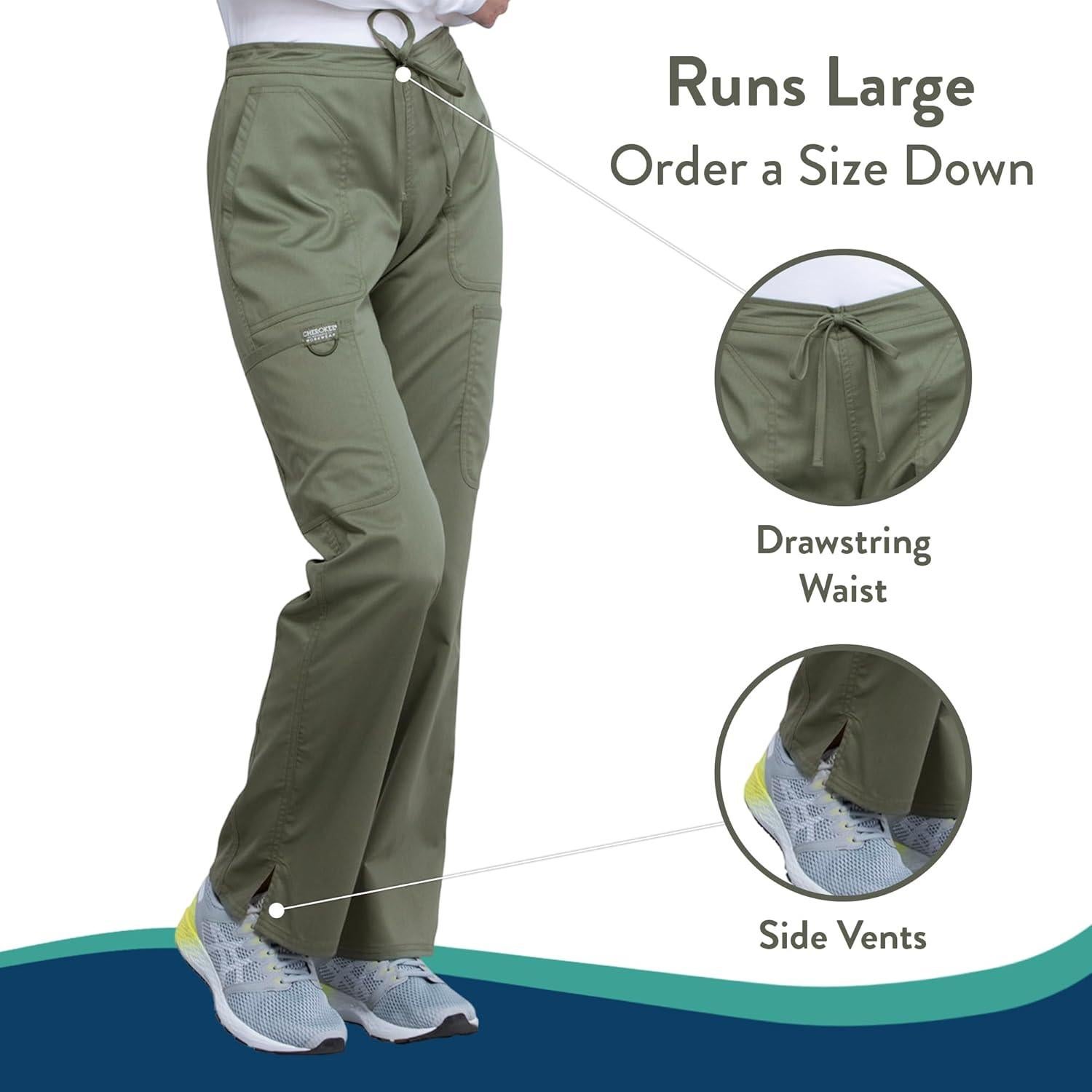 Pantalones Scrub Cherokee WW120 para Mujeres - Cintura Media, 5 Bolsillos, Tela Suave