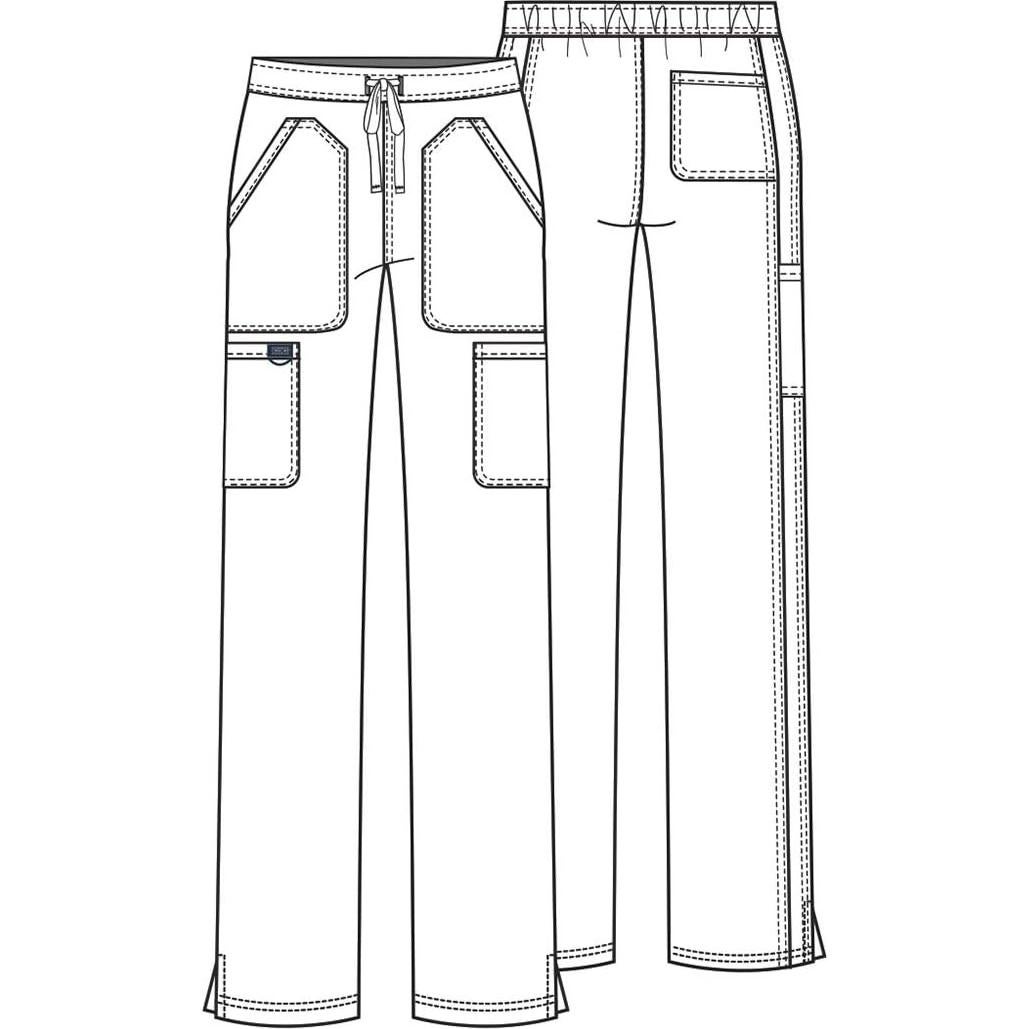 Pantalones Scrub Cherokee WW120 para Mujeres - Cintura Media, 5 Bolsillos, Tela Suave