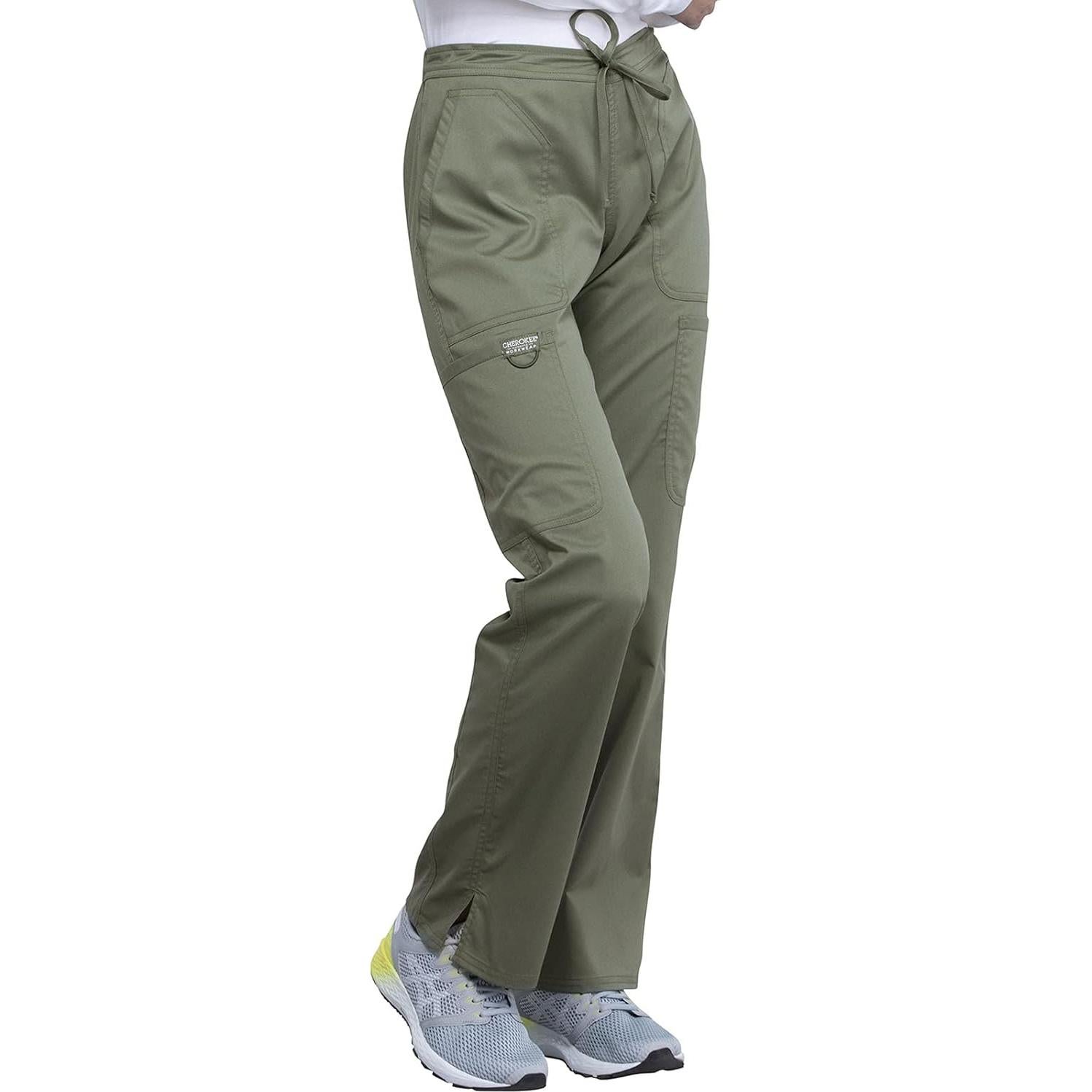 Pantalones Scrub Cherokee WW120 para Mujeres - Cintura Media, 5 Bolsillos, Tela Suave