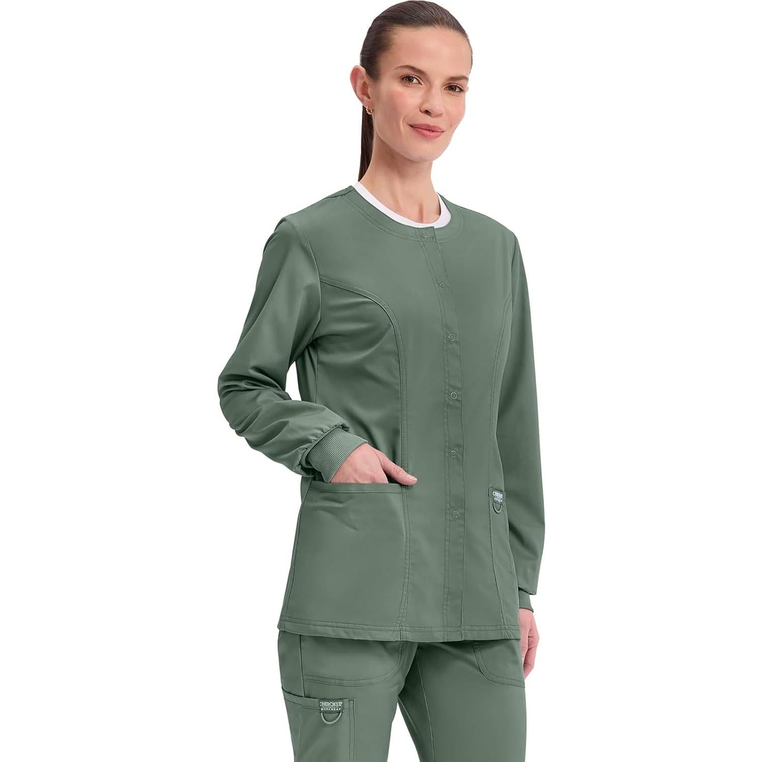 Chaqueta de Scrubs para Mujeres Cherokee WW310 Oliva X-Pequeño