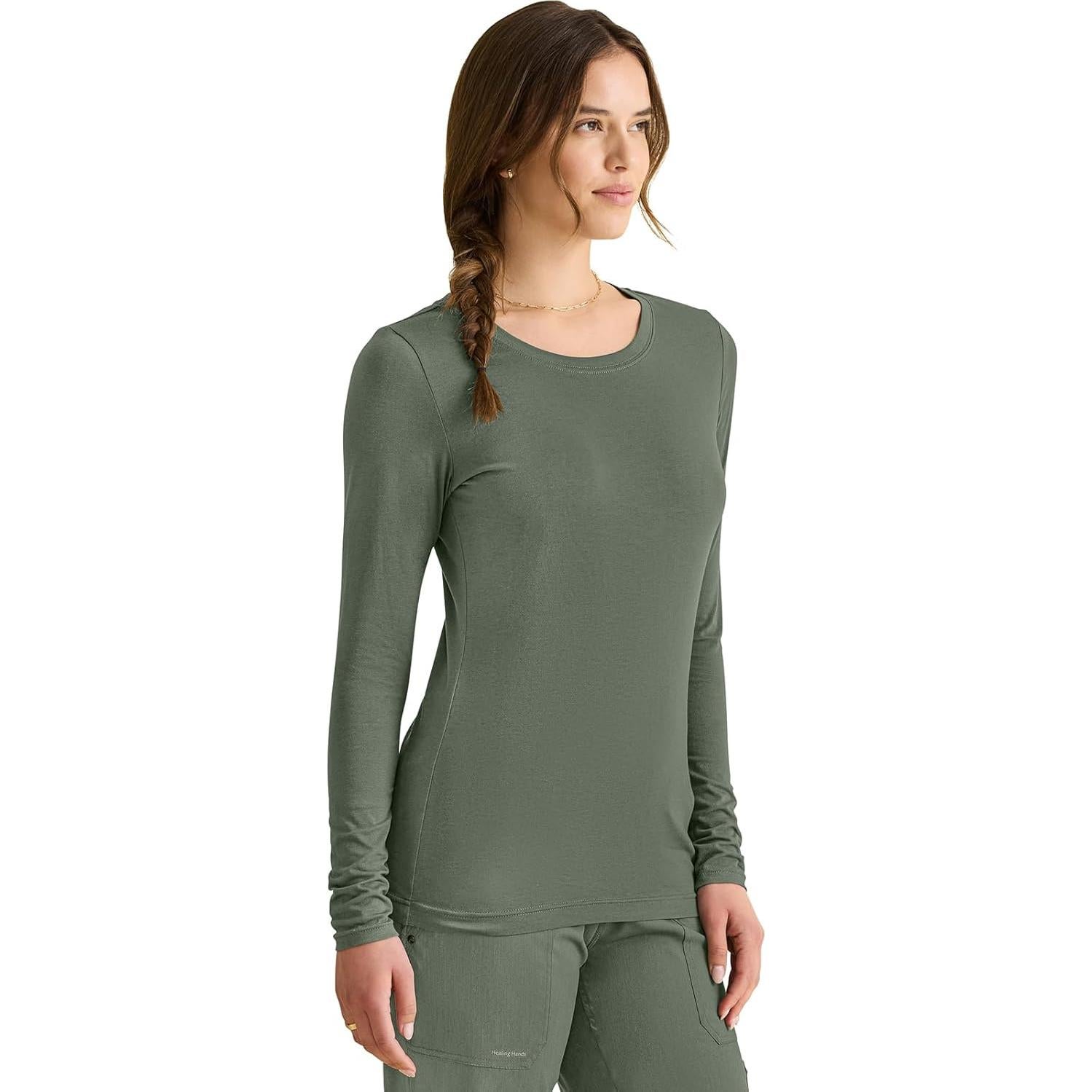 Camiseta de Scrub de Manga Larga Healing Hands 5047 Oliva