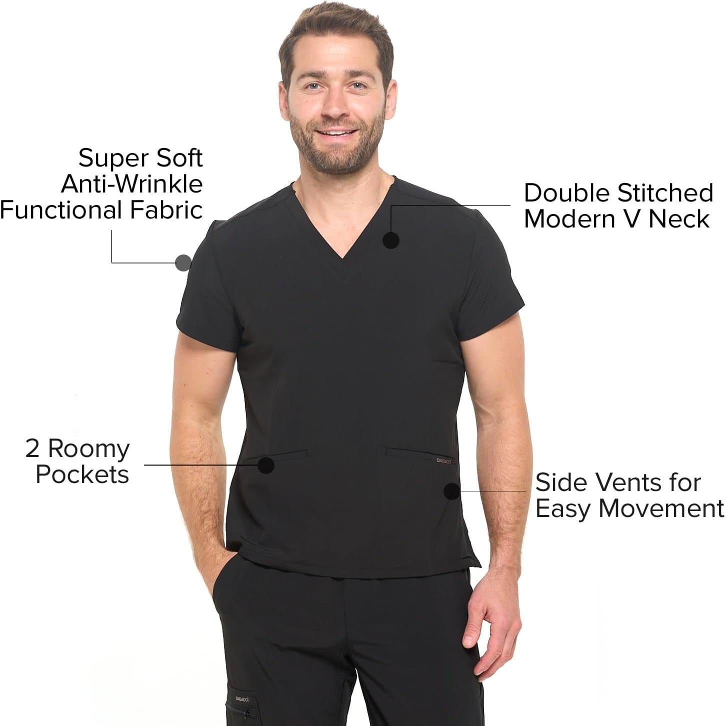 Conjunto de Scrubs Jogger Unisex Dagacci 4 Vías Negro 2X-Pequeño