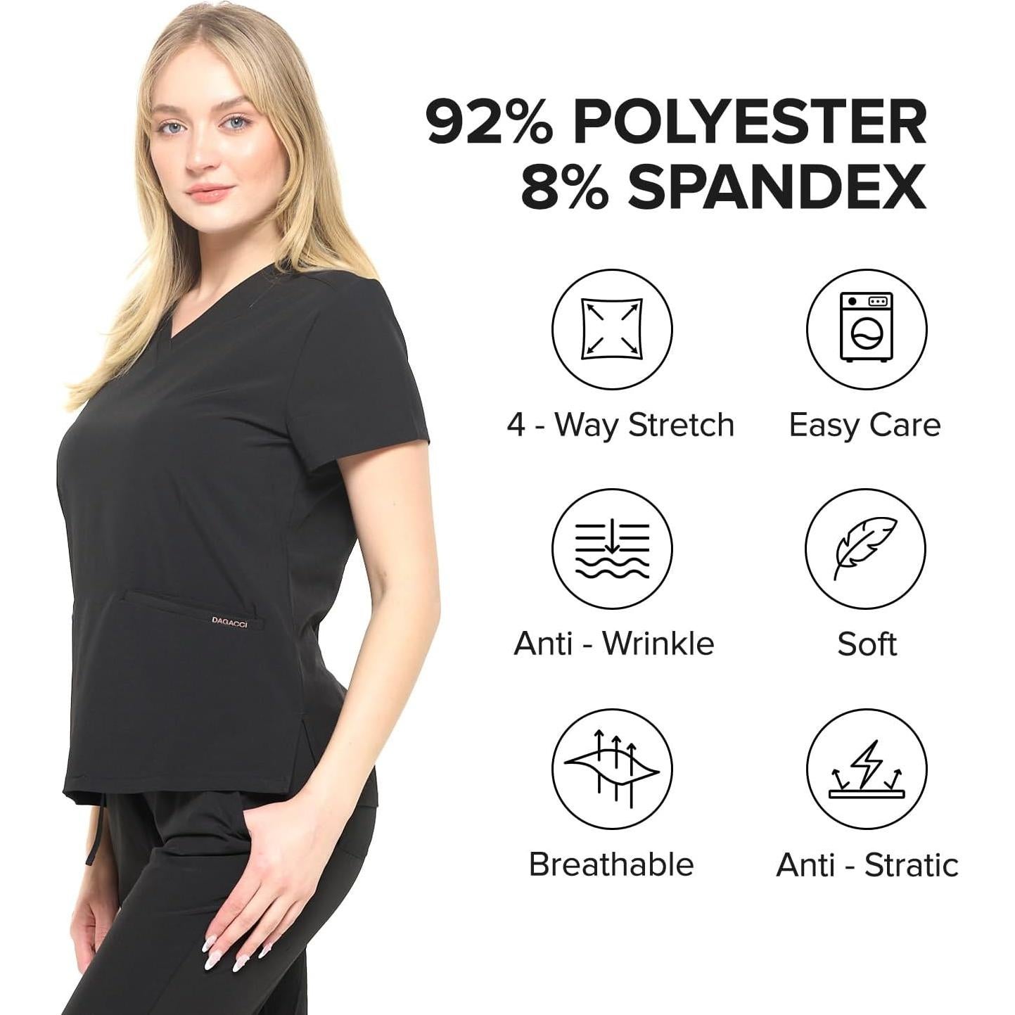 Conjunto de Scrubs Jogger Unisex Dagacci 4 Vías Negro 2X-Pequeño